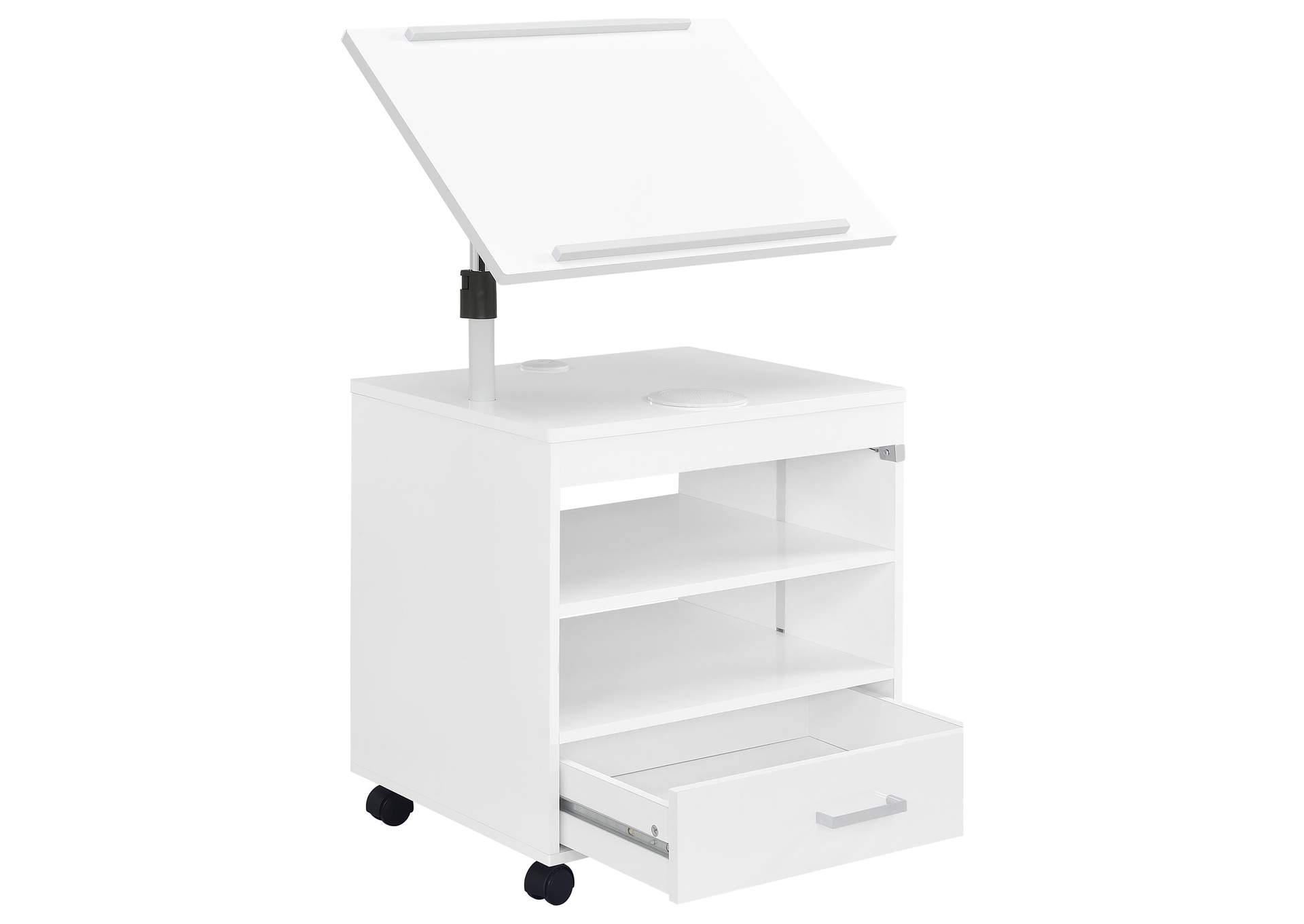 Lerma 1-drawer Adjustable Tray Top Nightstand with Speaker White High Gloss image 4