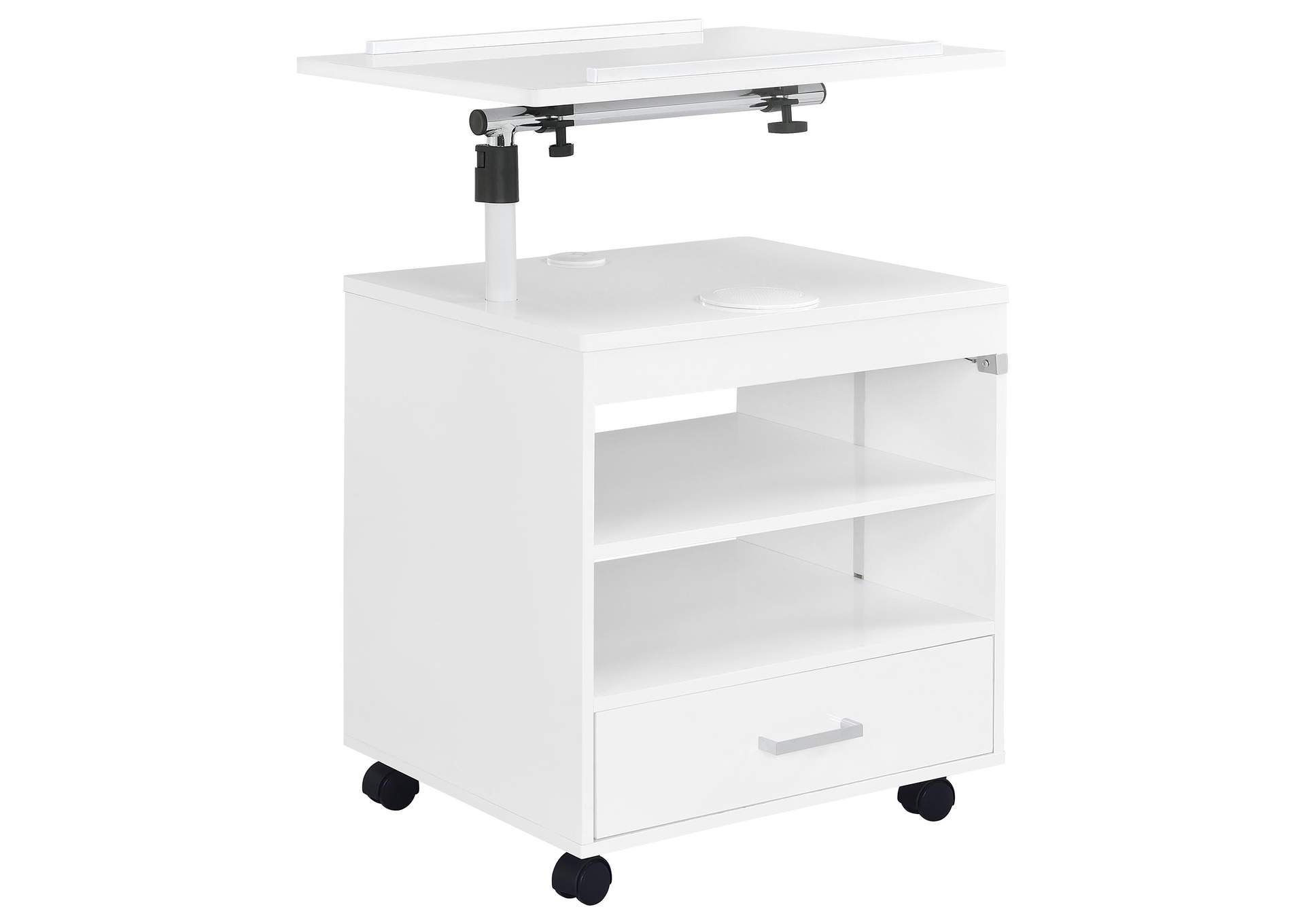 Lerma 1-drawer Adjustable Tray Top Nightstand with Speaker White High Gloss image 5