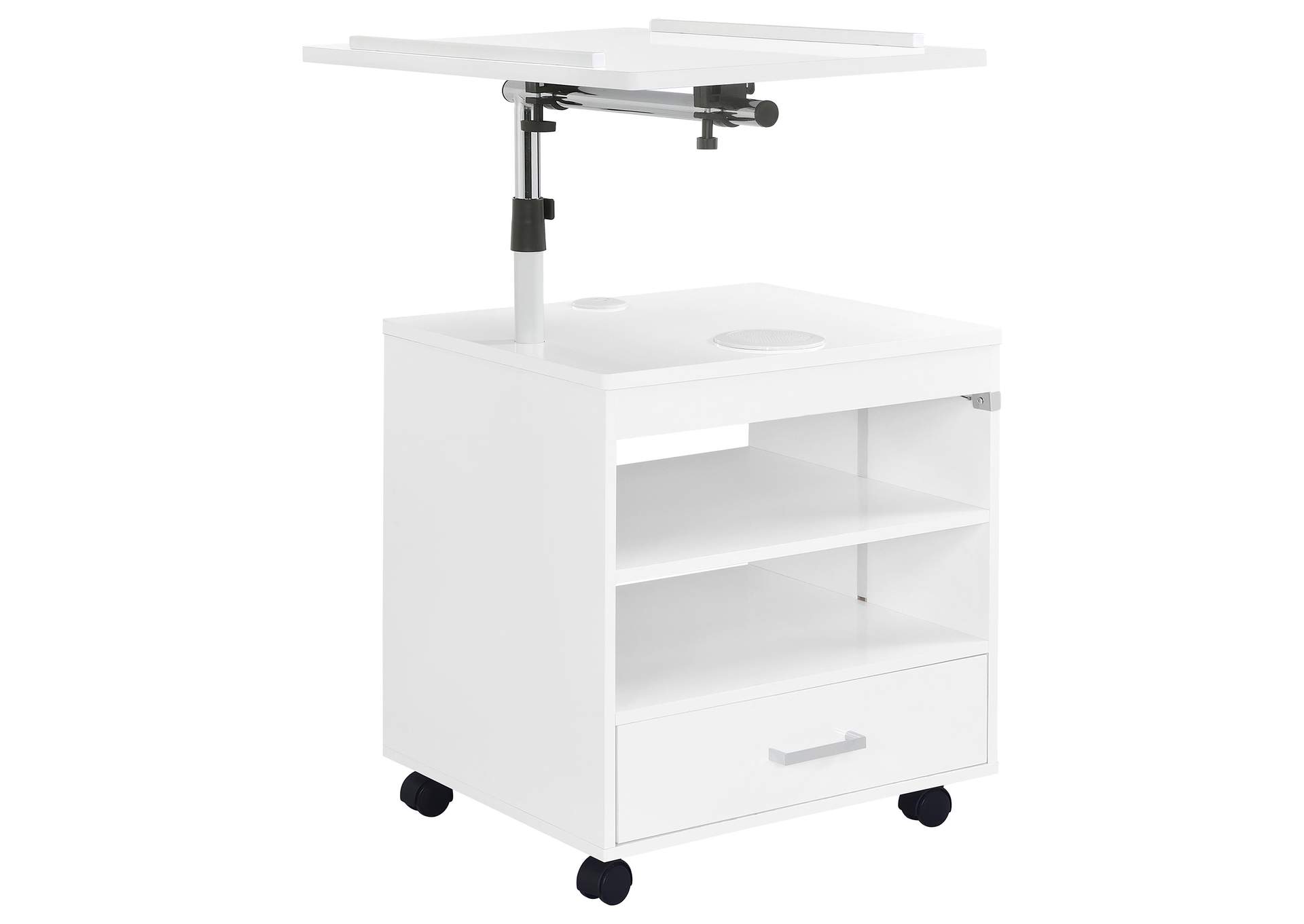 Lerma 1-drawer Adjustable Tray Top Nightstand with Speaker White High Gloss image 6
