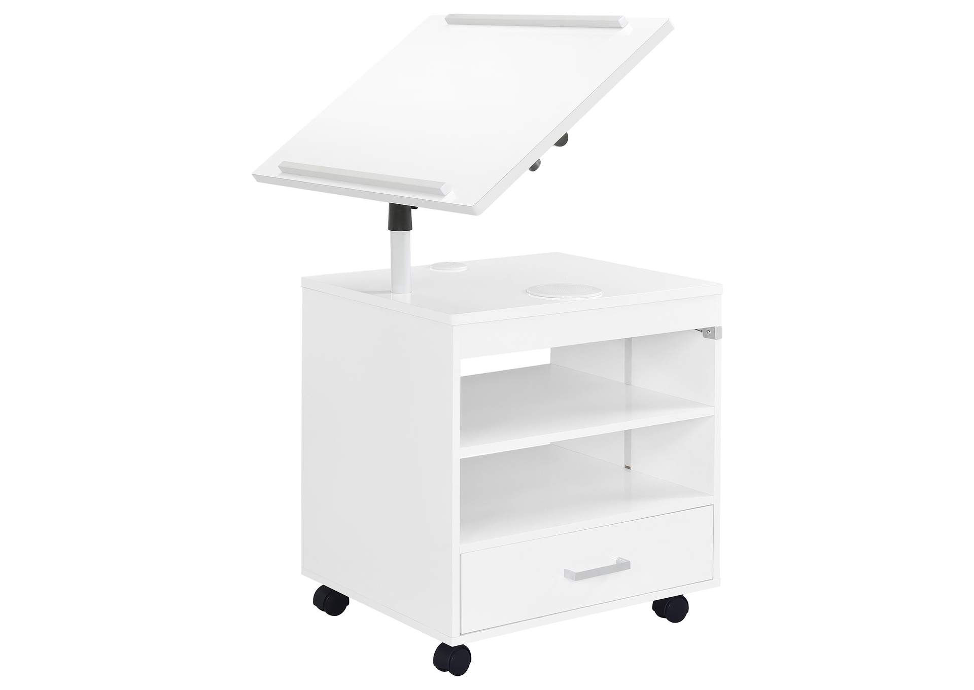 Lerma 1-drawer Adjustable Tray Top Nightstand with Speaker White High Gloss image 7
