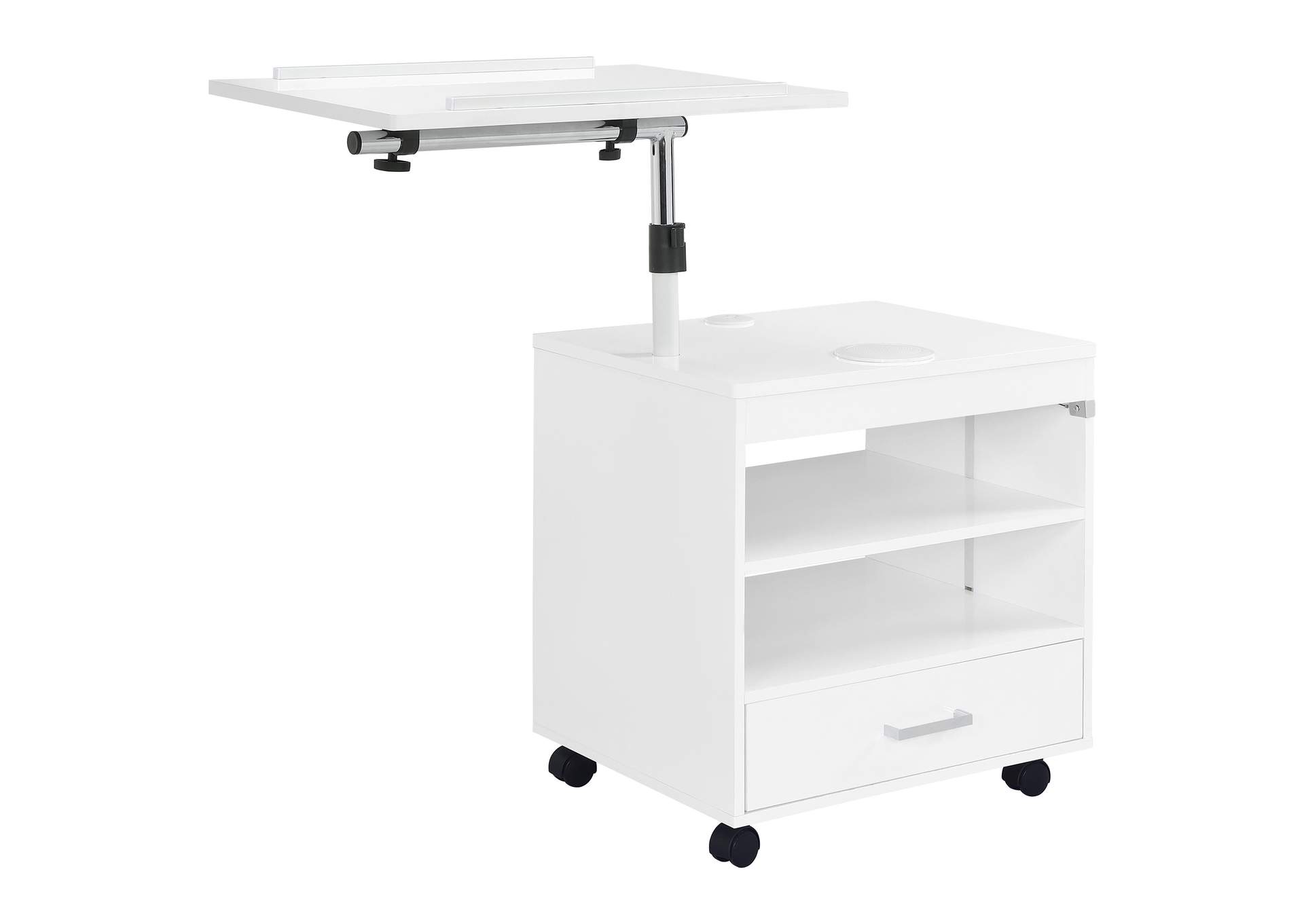 Lerma 1-drawer Adjustable Tray Top Nightstand with Speaker White High Gloss image 8