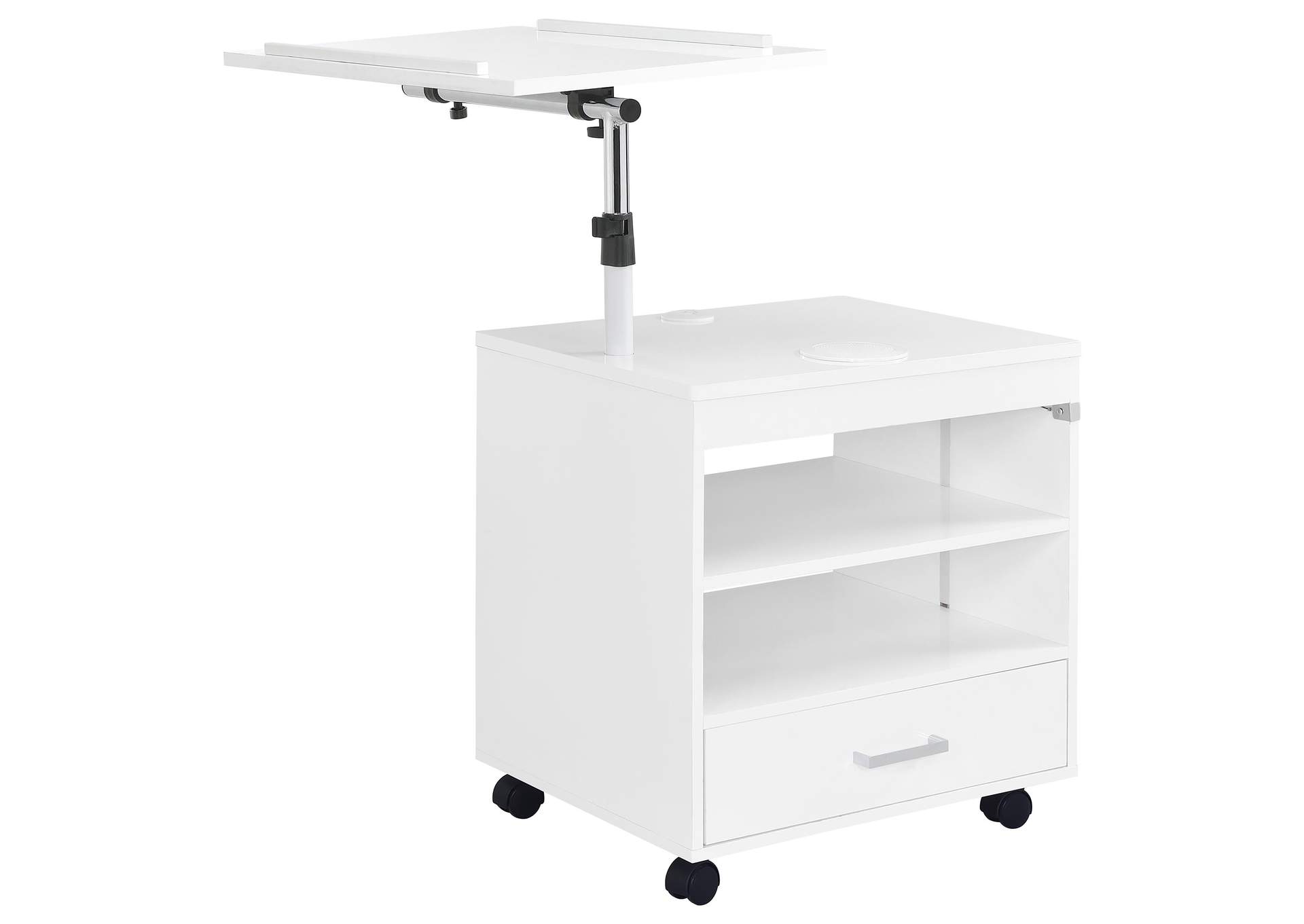 Lerma 1-drawer Adjustable Tray Top Nightstand with Speaker White High Gloss image 9