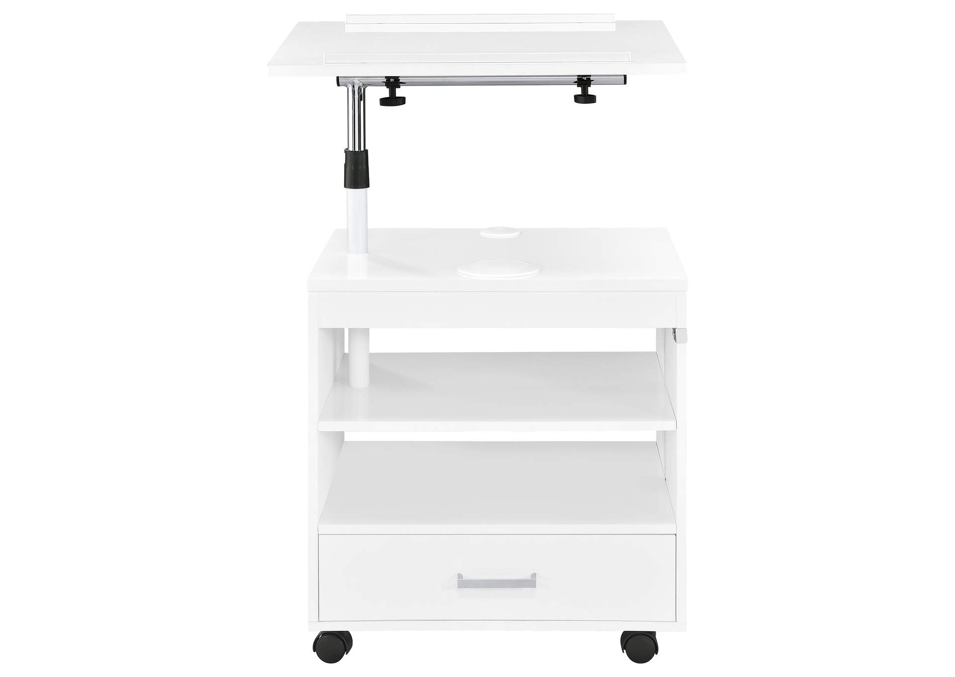 Lerma 1-drawer Adjustable Tray Top Nightstand with Speaker White High Gloss image 10