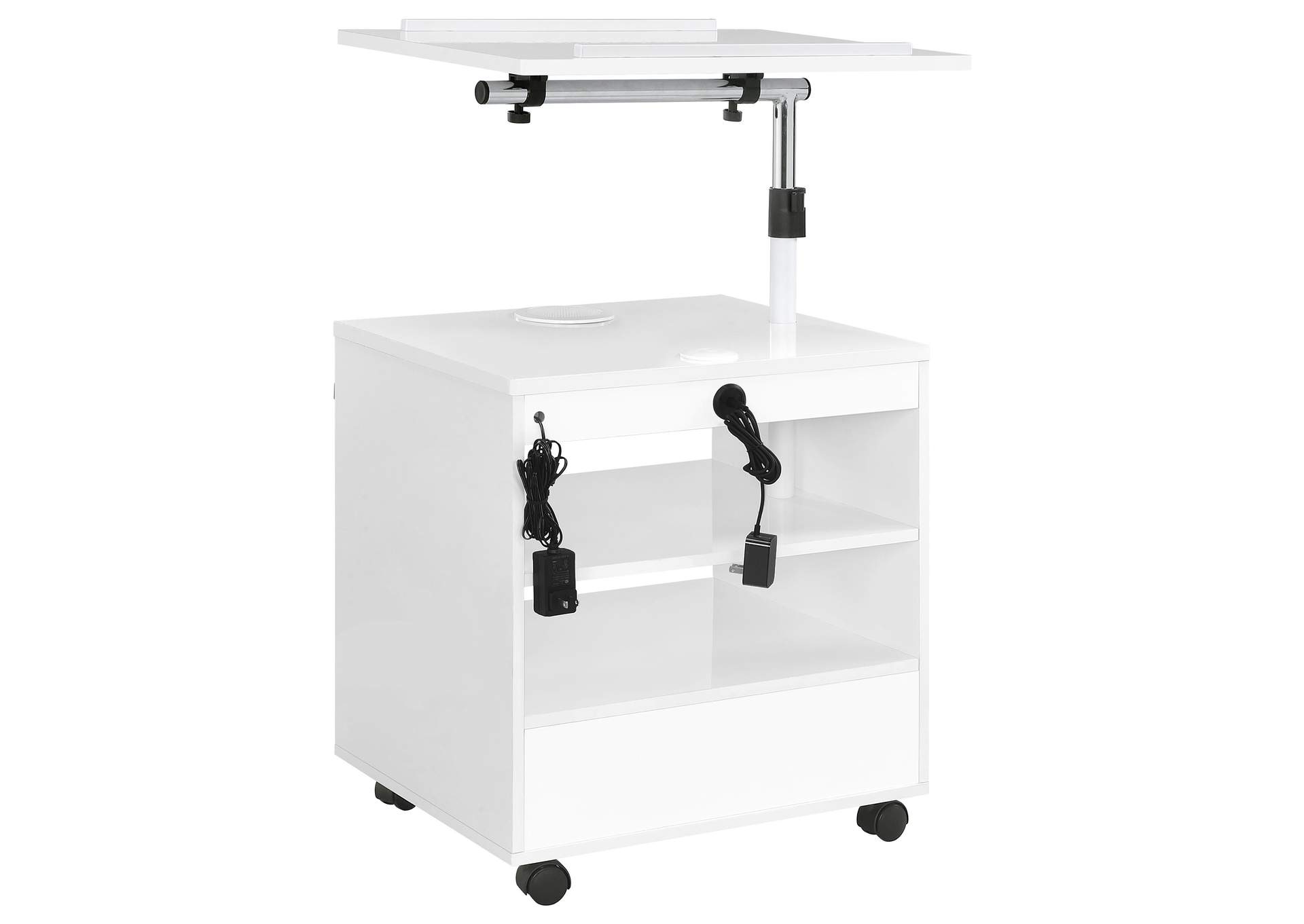 Lerma 1-drawer Adjustable Tray Top Nightstand with Speaker White High Gloss image 12