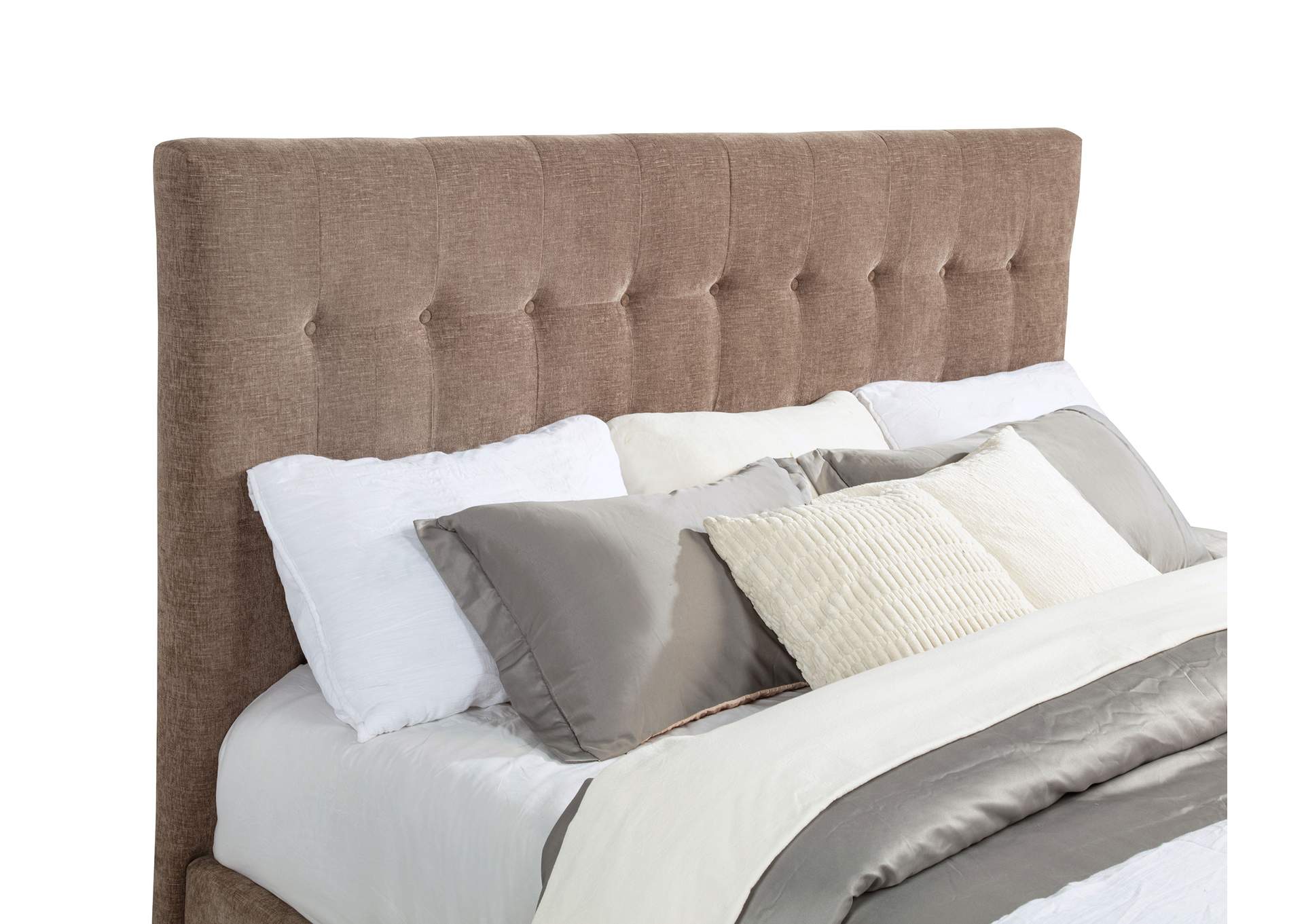 Senna Upholstered Eastern King Audio Fireplace Bed Brown