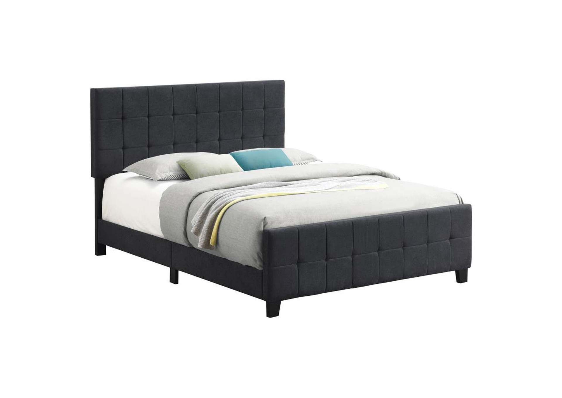 Fairfield Eastern King Upholstered Panel Bed Dark Grey