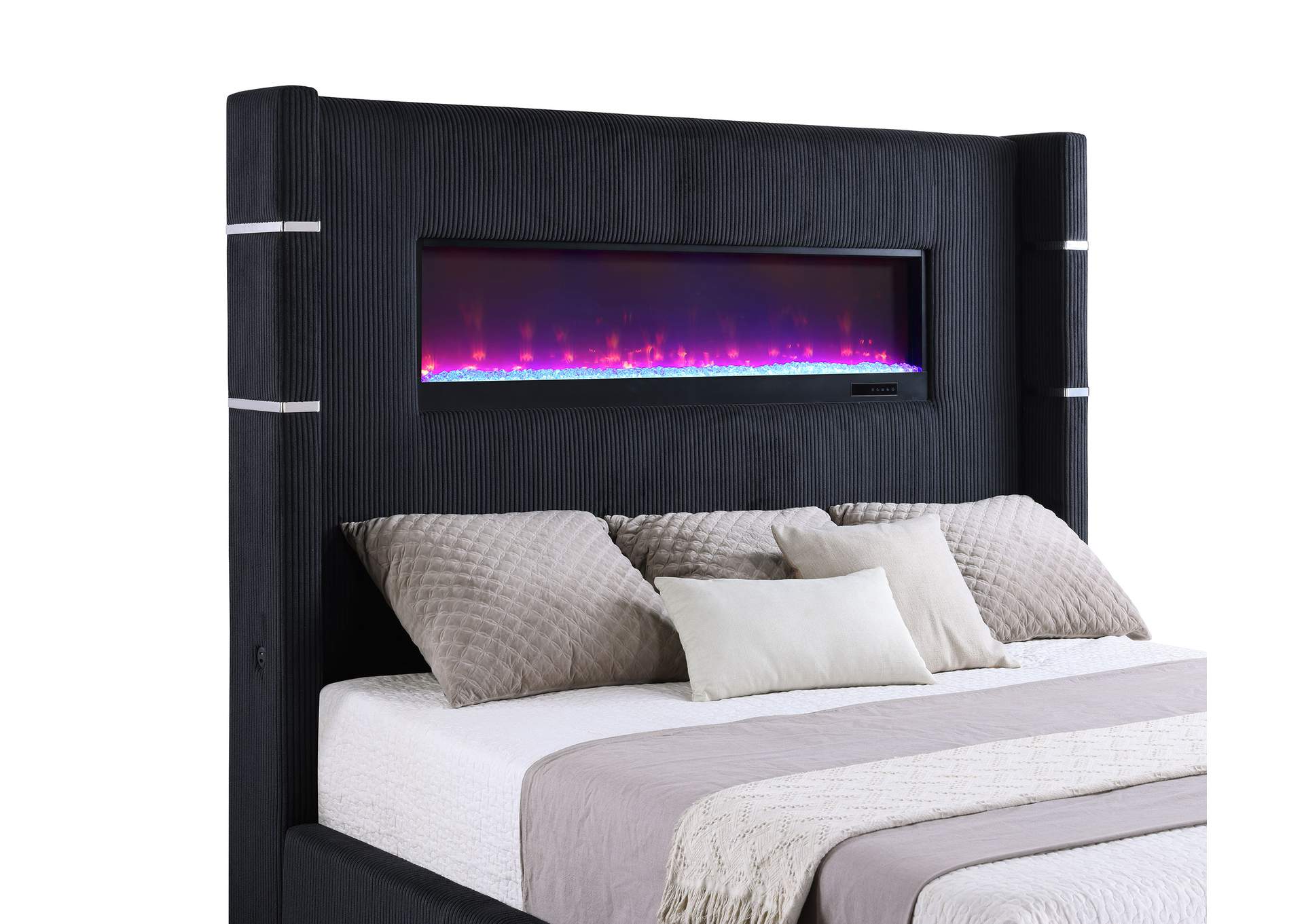 Tisdall Upholstered Cal King Flame Visualizer Bed Black image 6