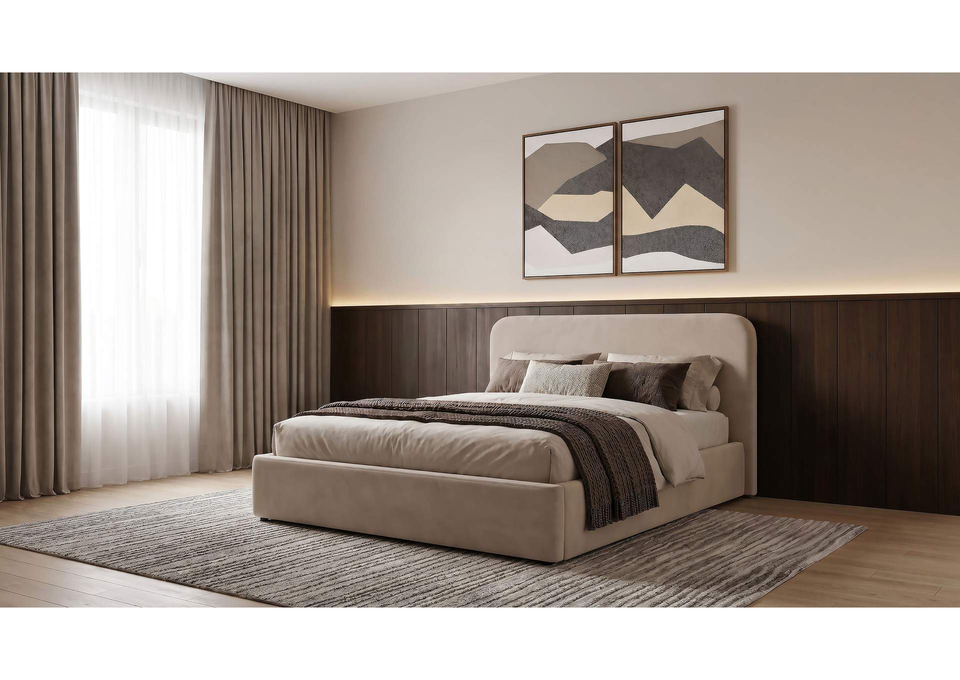 Anders Upholstered Full Storage Lift Platform Bed Beige image 3