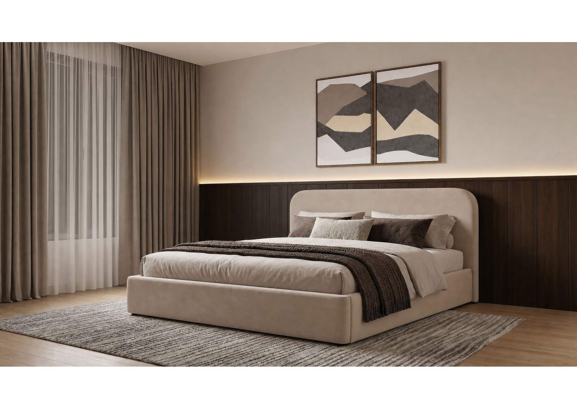 Anders Upholstered Eastern King Storage Lift Platform Bed Beige image 3