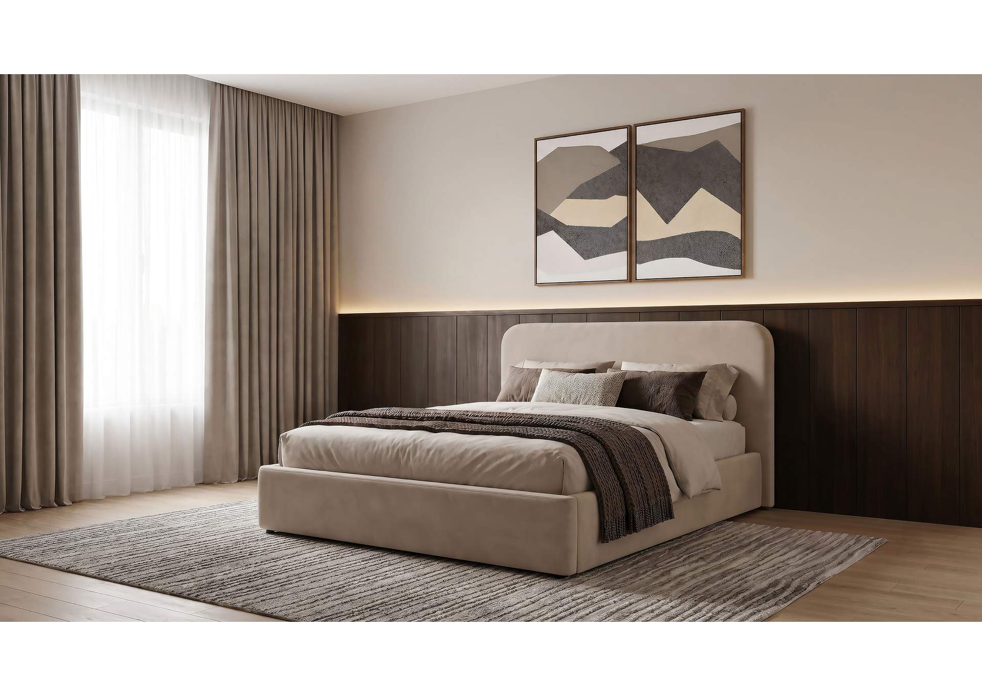 Anders Upholstered Queen Storage Lift Platform Bed Beige image 3