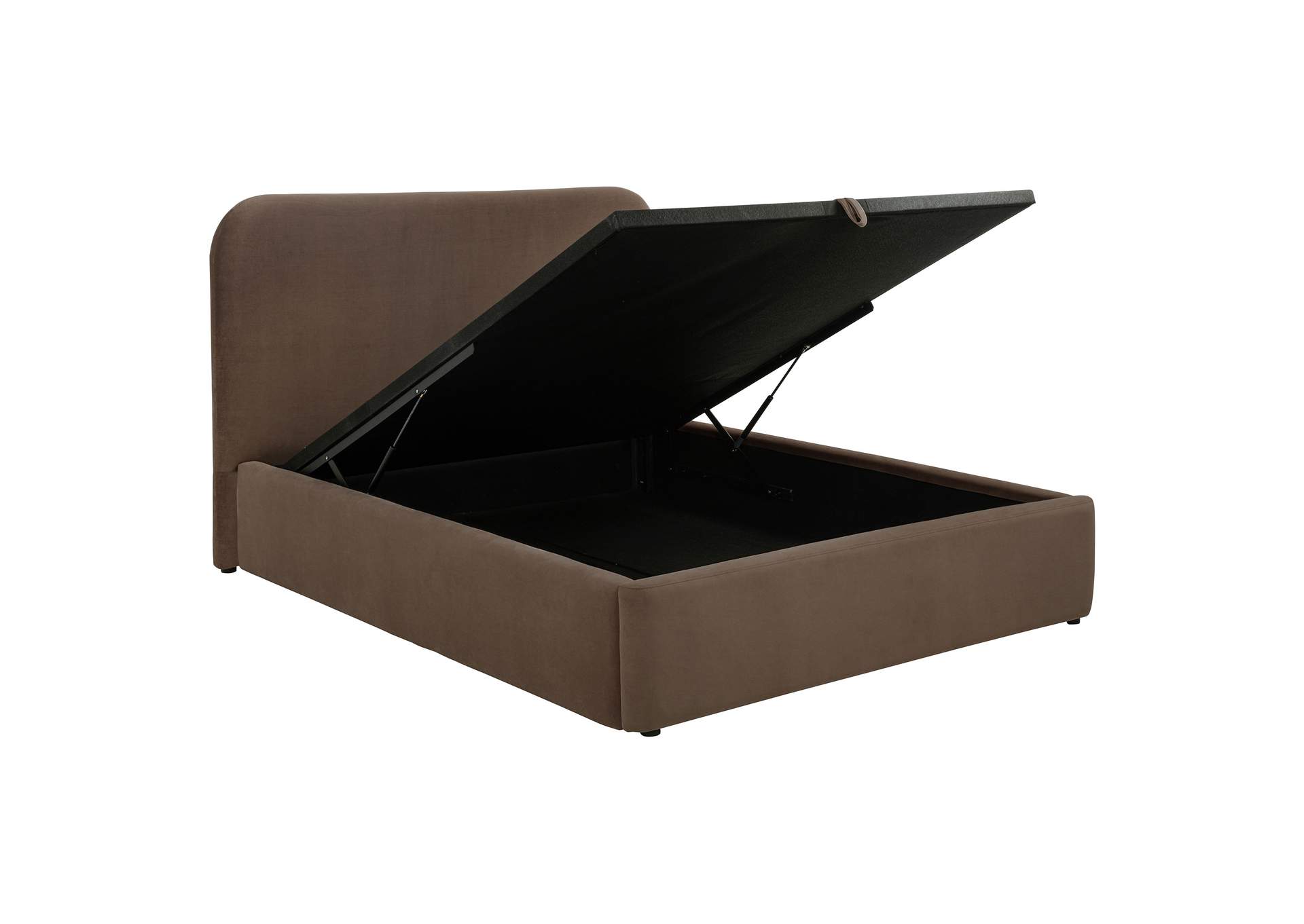 Anders Upholstered Eastern King Storage Lift Platform Bed Chocolate image 1