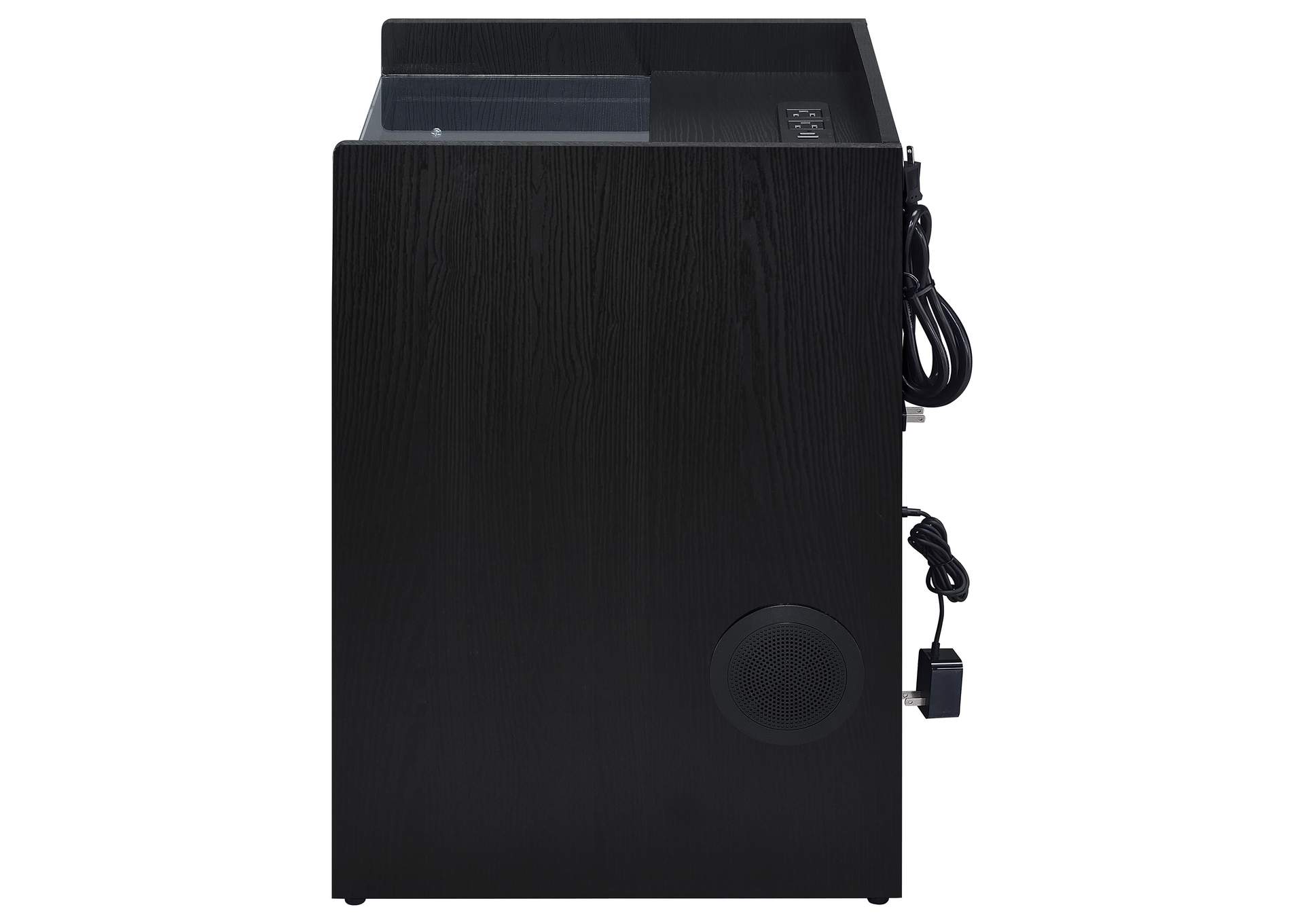 Furda 2-drawer LED Nightstand Bedside Table with Speaker Black Ash image 9
