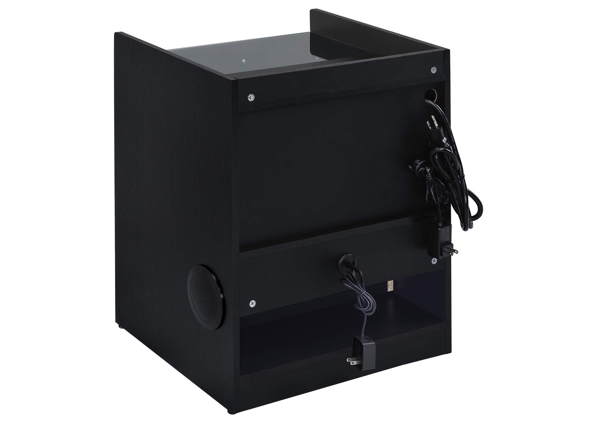 Furda 2-drawer LED Nightstand Bedside Table with Speaker Black Ash image 10