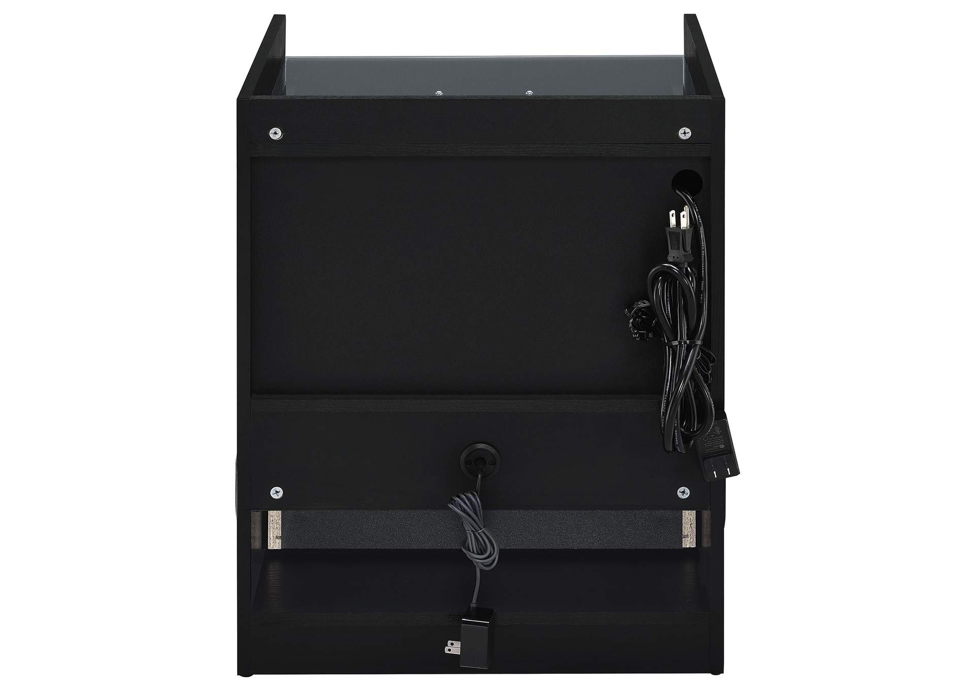 Furda 2-drawer LED Nightstand Bedside Table with Speaker Black Ash image 11