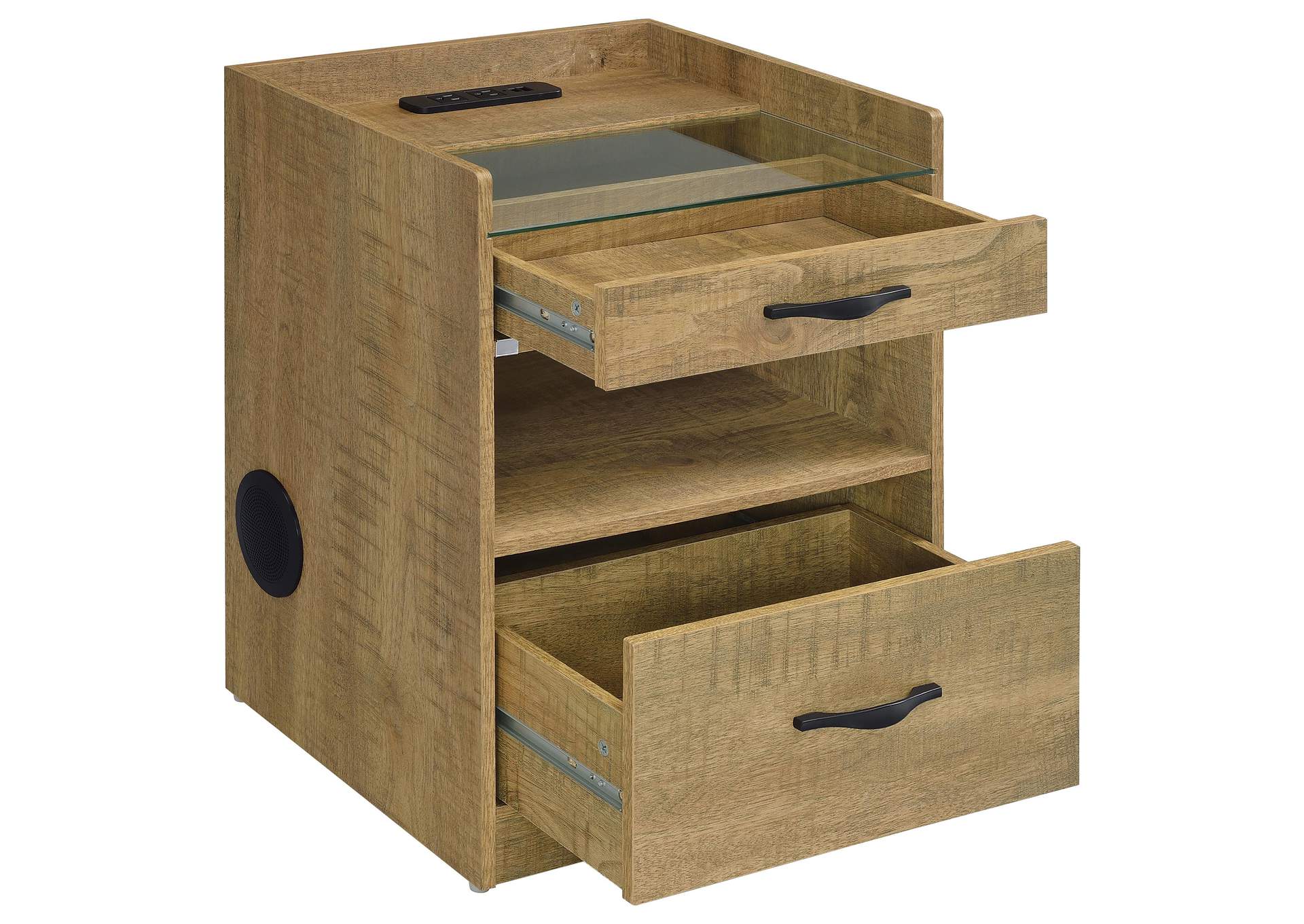 Furda 2-drawer LED Nightstand Bedside Table with Speaker Mango image 7