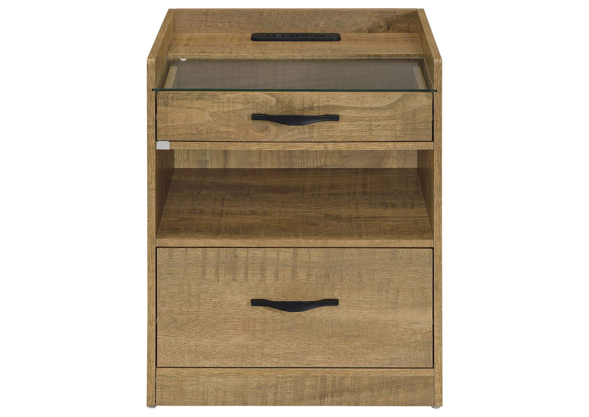 Furda 2-drawer LED Nightstand Bedside Table with Speaker Mango image 8