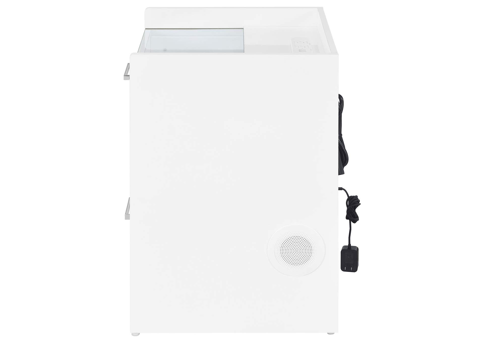 Furda 2-drawer LED Nightstand Bedside Table with Speaker White High Gloss image 9