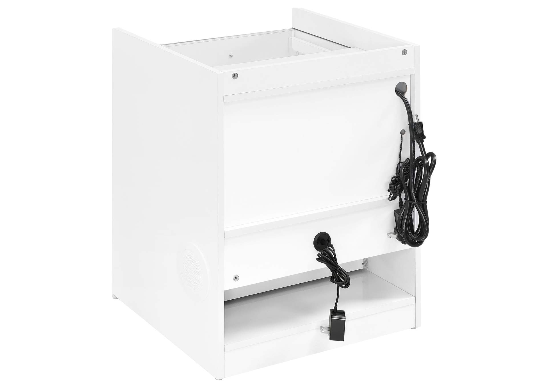 Furda 2-drawer LED Nightstand Bedside Table with Speaker White High Gloss image 10