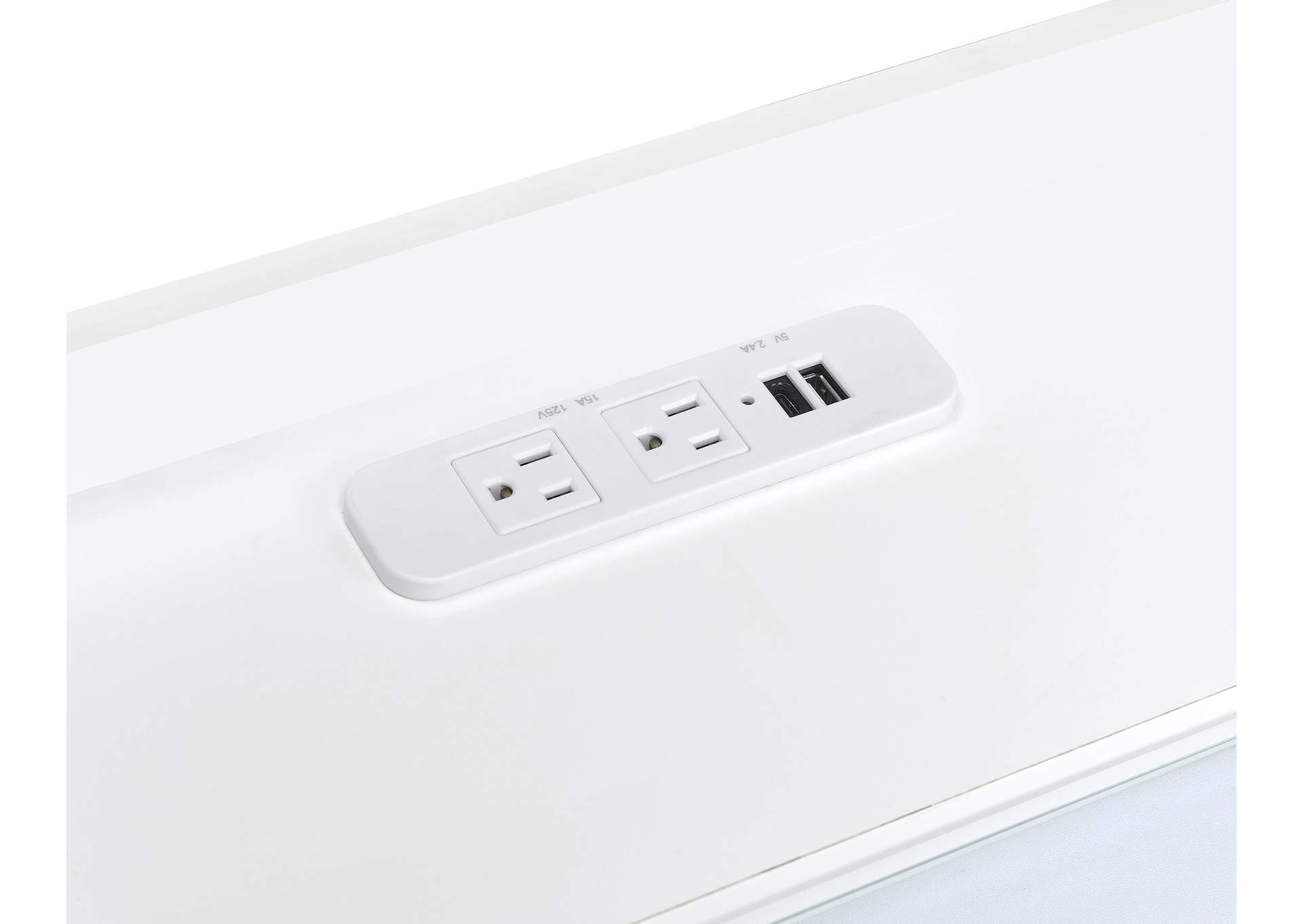 Furda 2-drawer LED Nightstand Bedside Table with Speaker White High Gloss image 14