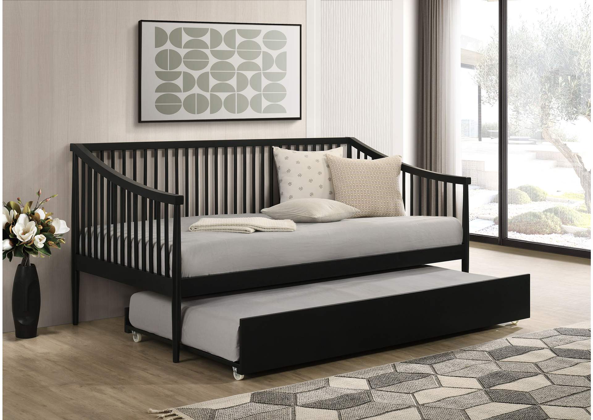 Delgado Windsor Twin Wood Daybed with Trundle Black image 3