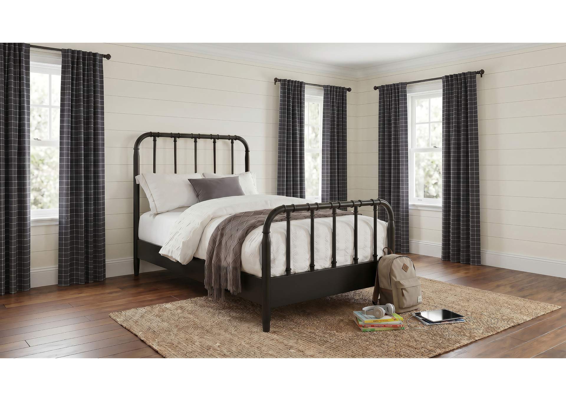 Rocco All Wood Water Pipe Open Frame Twin Bed Dark Bronze image 3