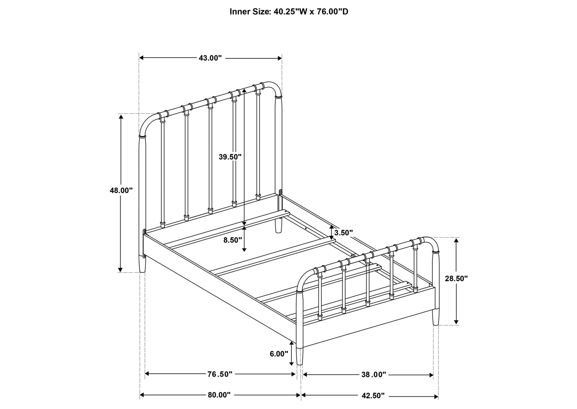 Rocco All Wood Water Pipe Open Frame Twin Bed Dark Bronze image 10