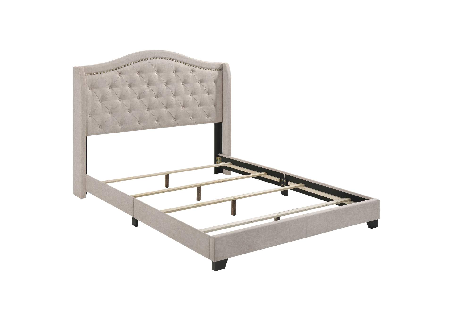 Sonoma Upholstered Queen Wingback Bed Beige