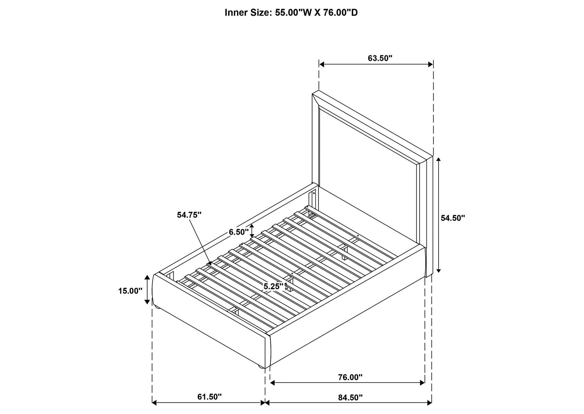 Lawson 55-inch Upholstered Full Platform Bed Light Saddle image 10
