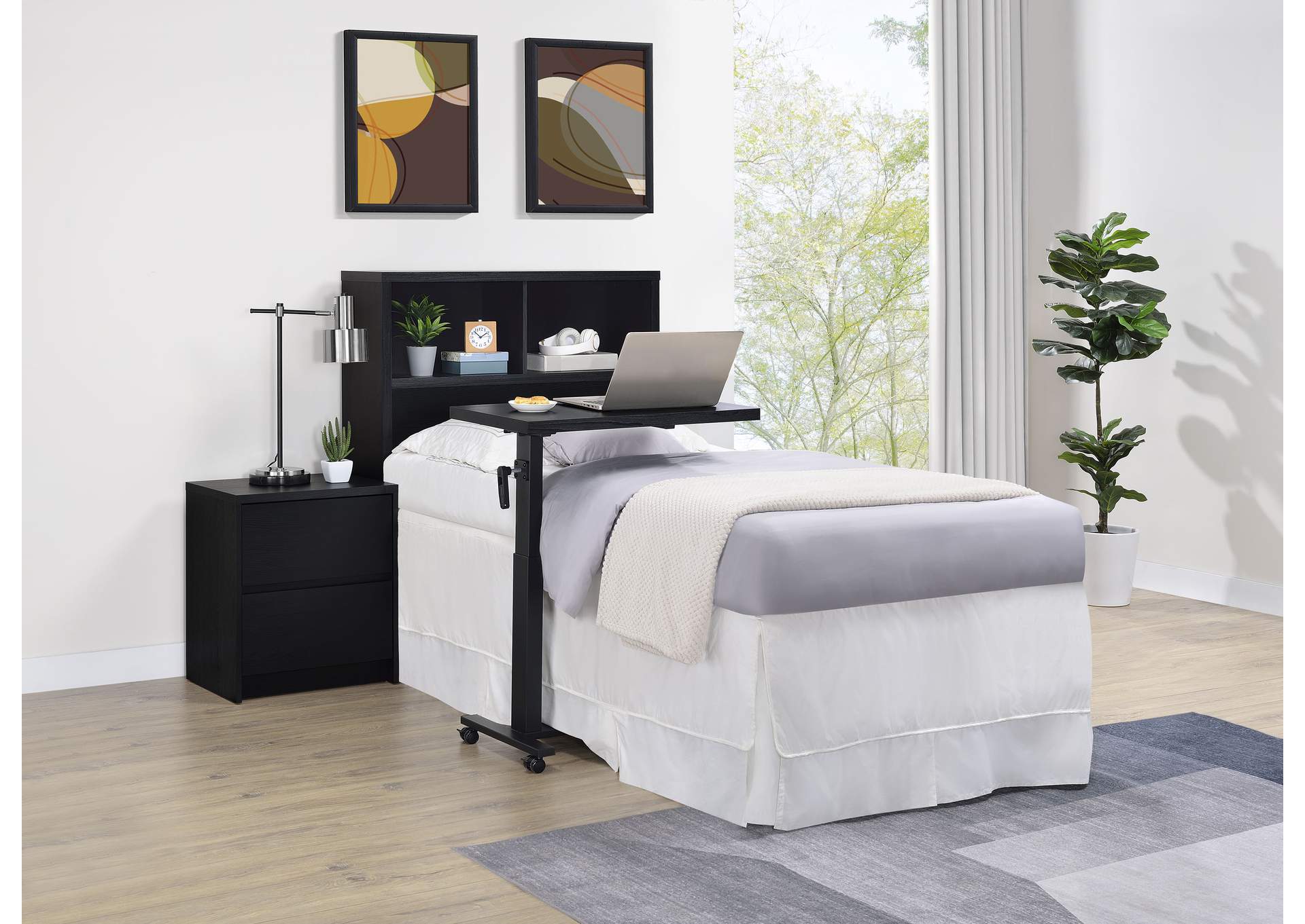 Westpark 49-inch Twin Bookcase Headboard Black