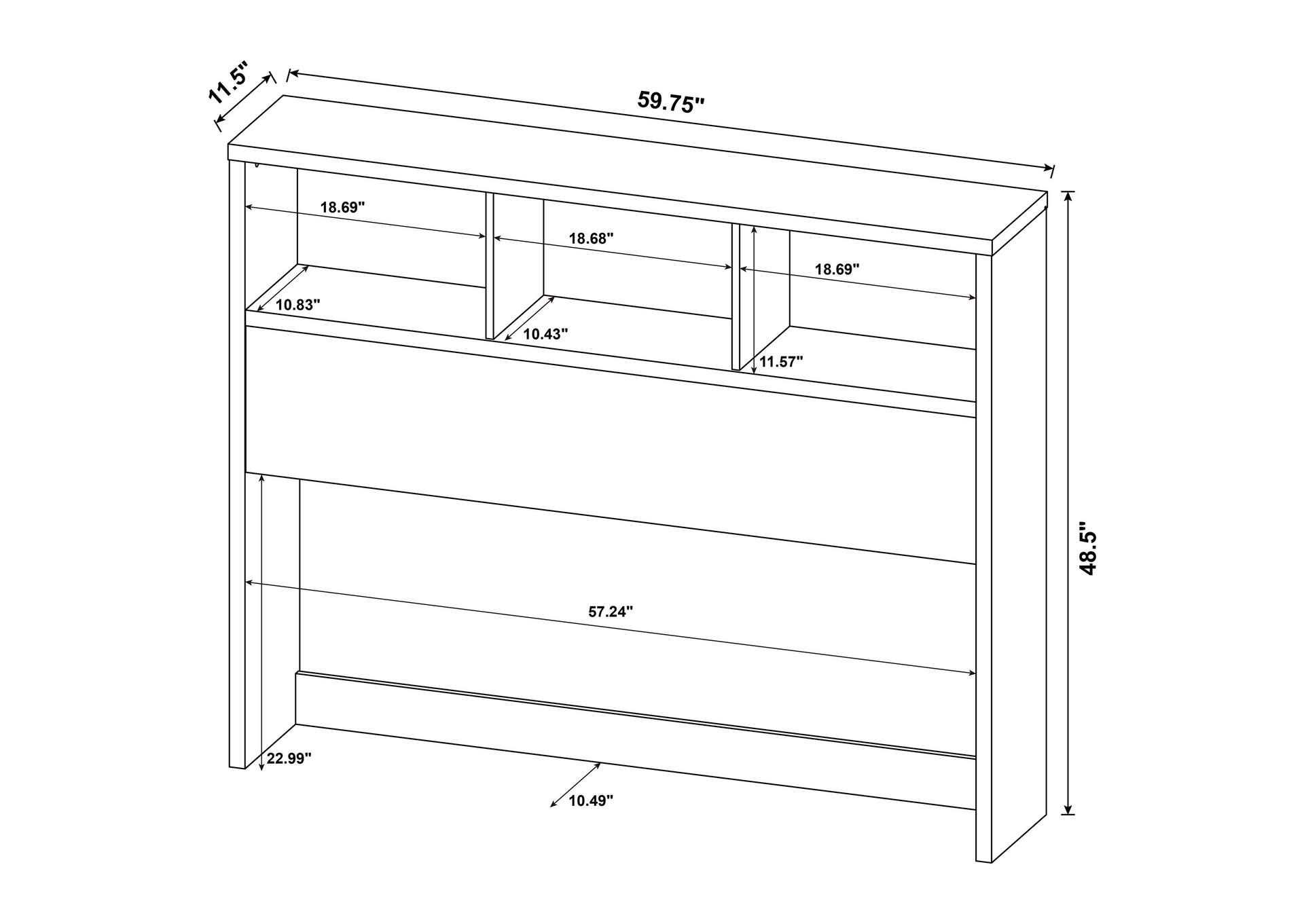 Westpark 49-inch Queen Bookcase Headboard Dark Pine
