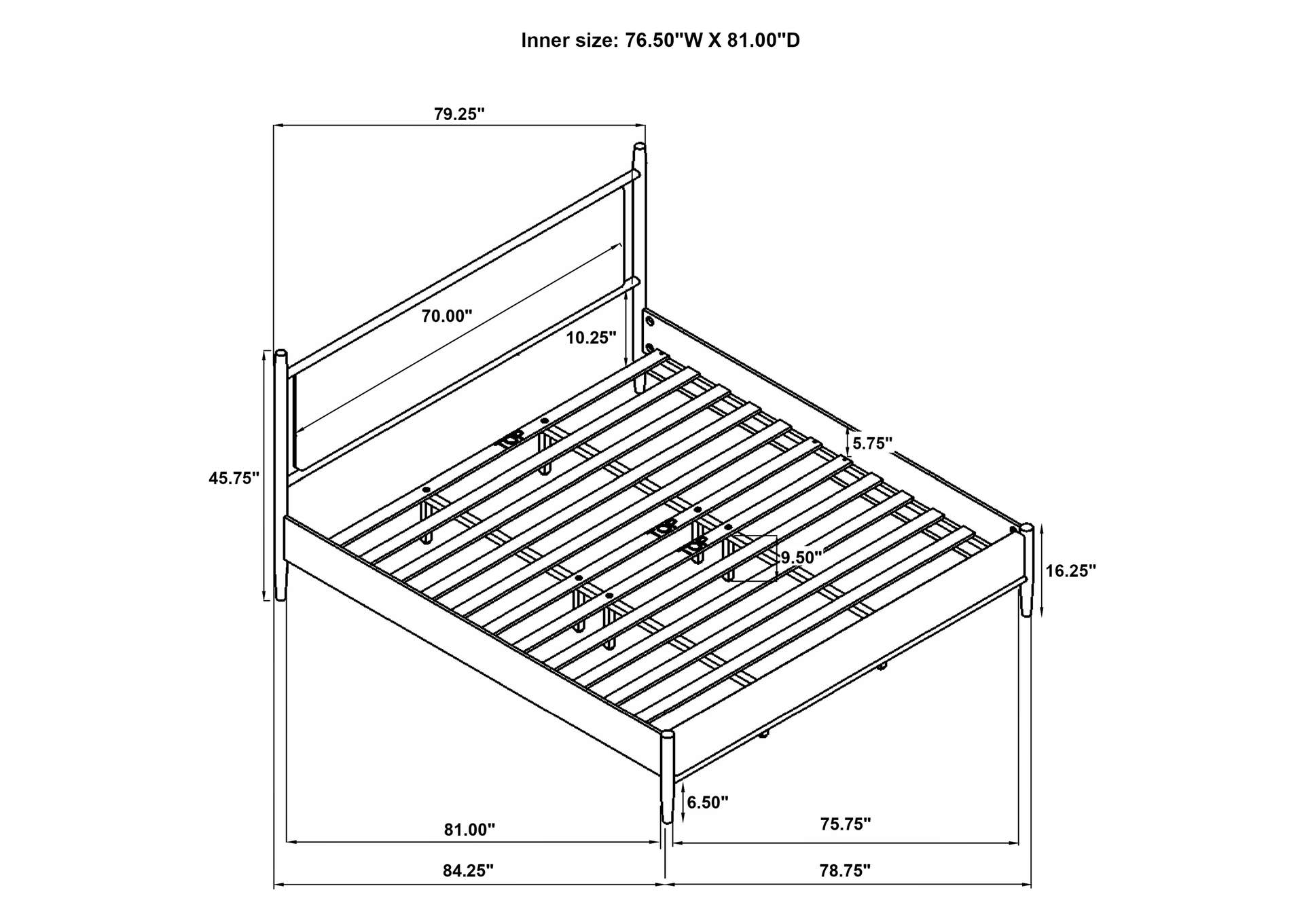 Mason 46-inch Eastern King Panel Platform Bed Light Brown image 11