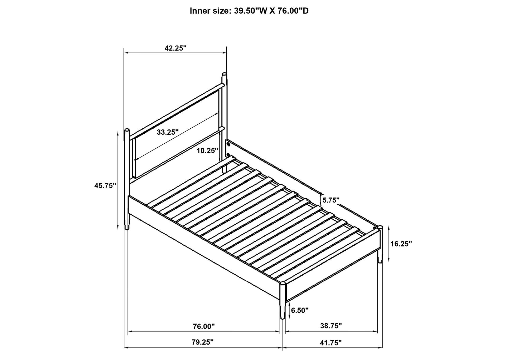 Mason 46-inch Twin Panel Platform Bed Grey and Light Brown image 11