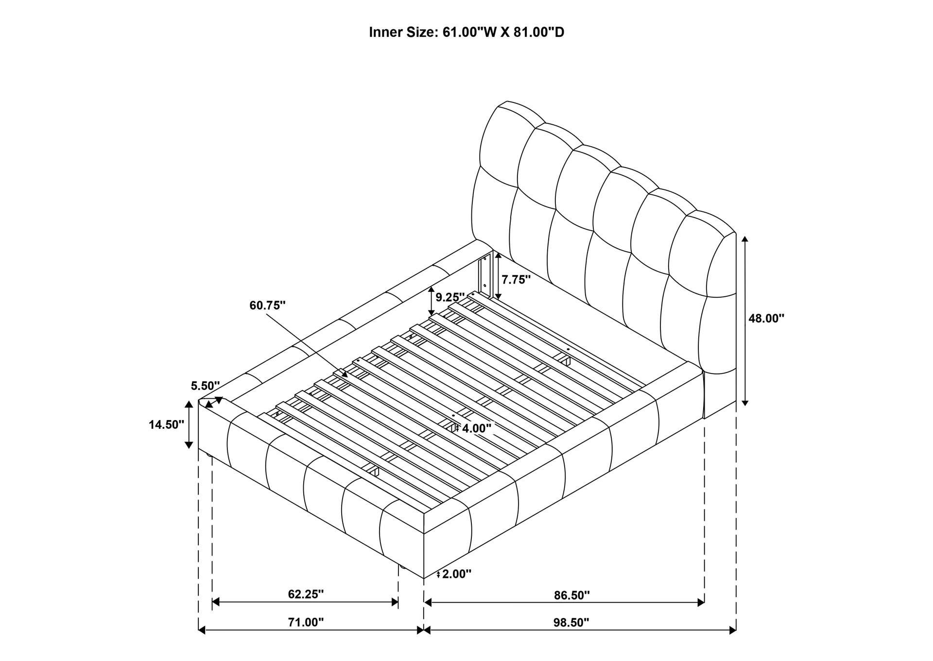 Nollet 48-inch Upholstered Queen Panel Platform Bed Cream image 10