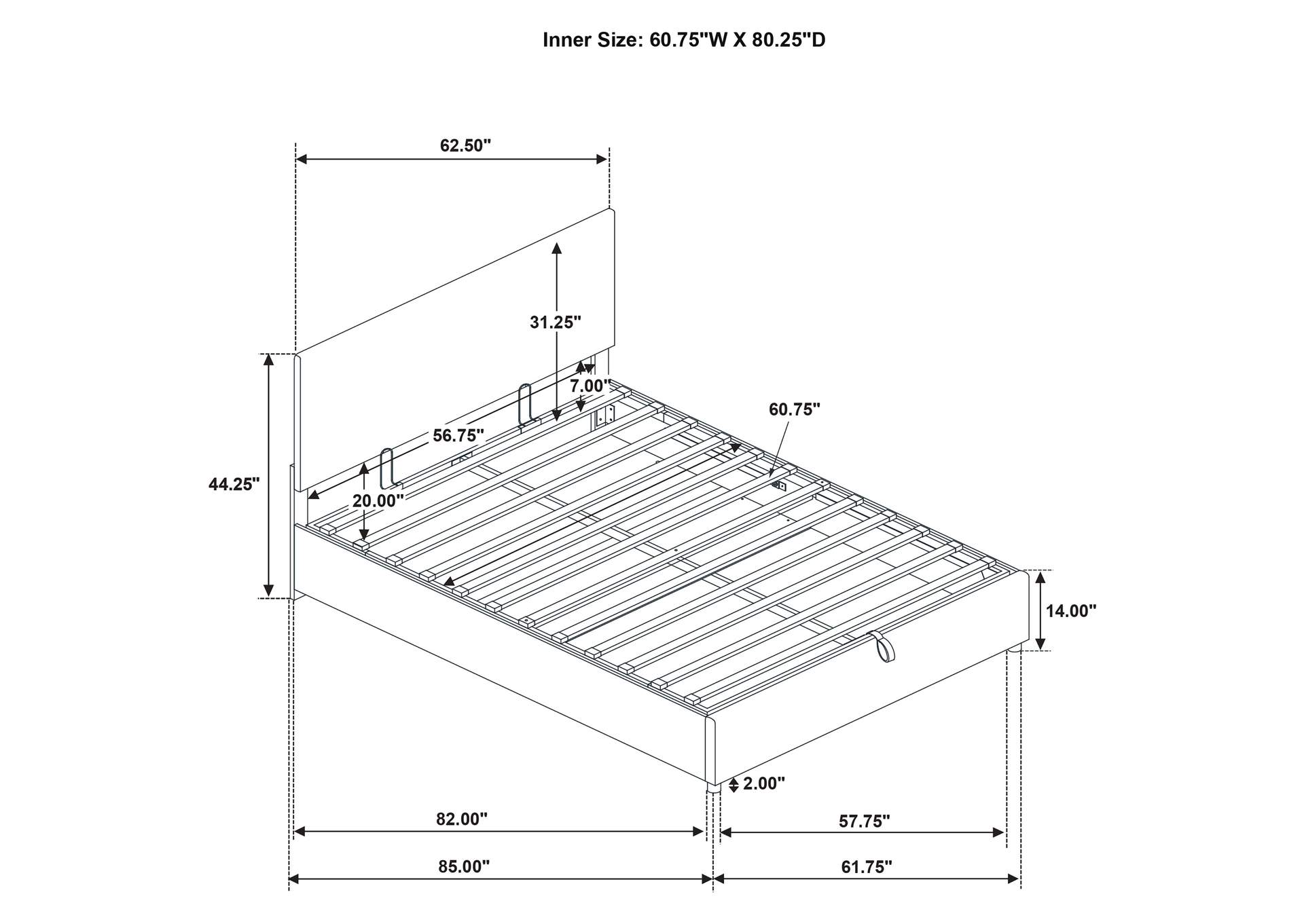 Reeves Upholstered Queen Lift-Top Storage Platform Bed Grey image 12