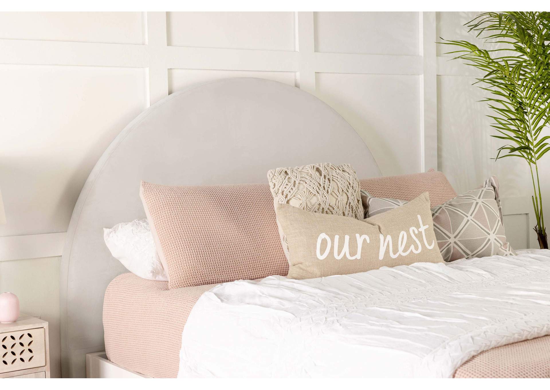 June Upholstered Arched Queen Full Headboard Ivory