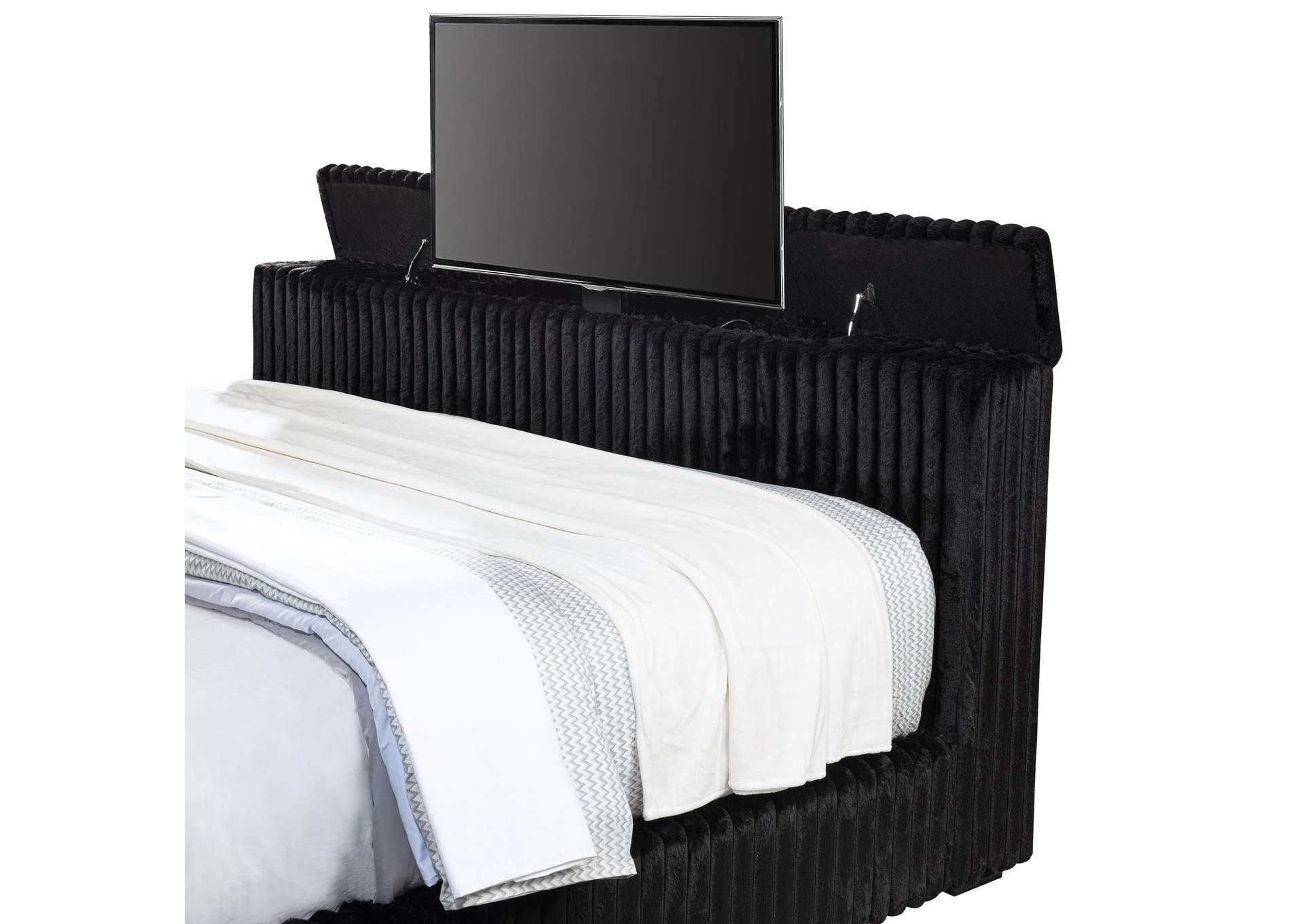 Centergrove Upholstered Queen Wingback TV Bed Black image 10