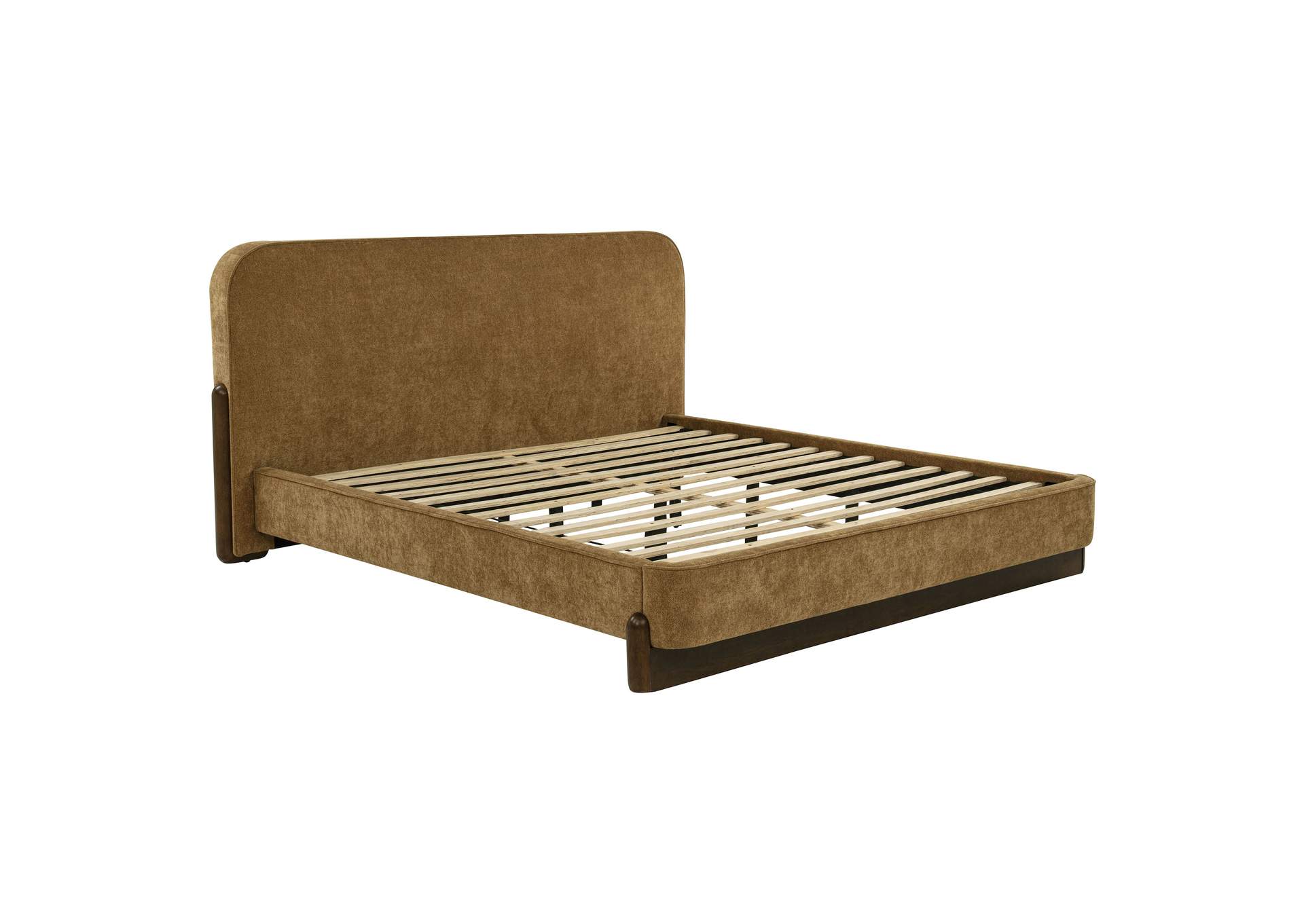 Baldacci Upholstered Eastern King Platform Bed Curry and Walnut image 1