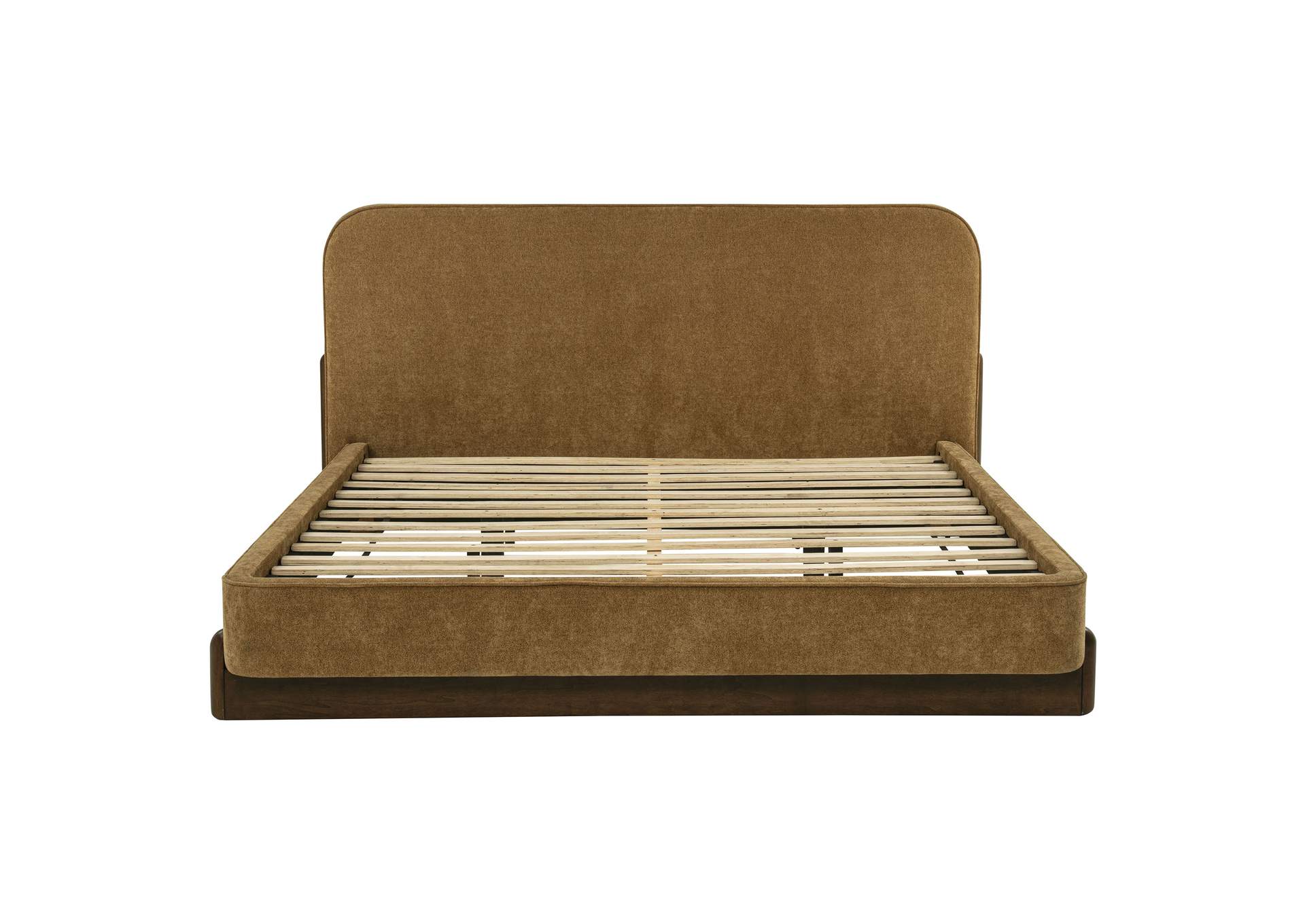 Baldacci Upholstered Eastern King Platform Bed Curry and Walnut image 5