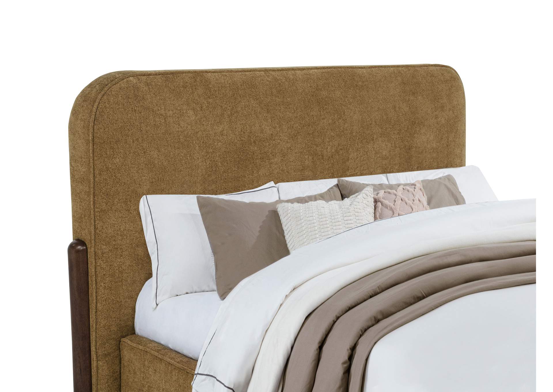 Baldacci Upholstered Eastern King Platform Bed Curry and Walnut image 8