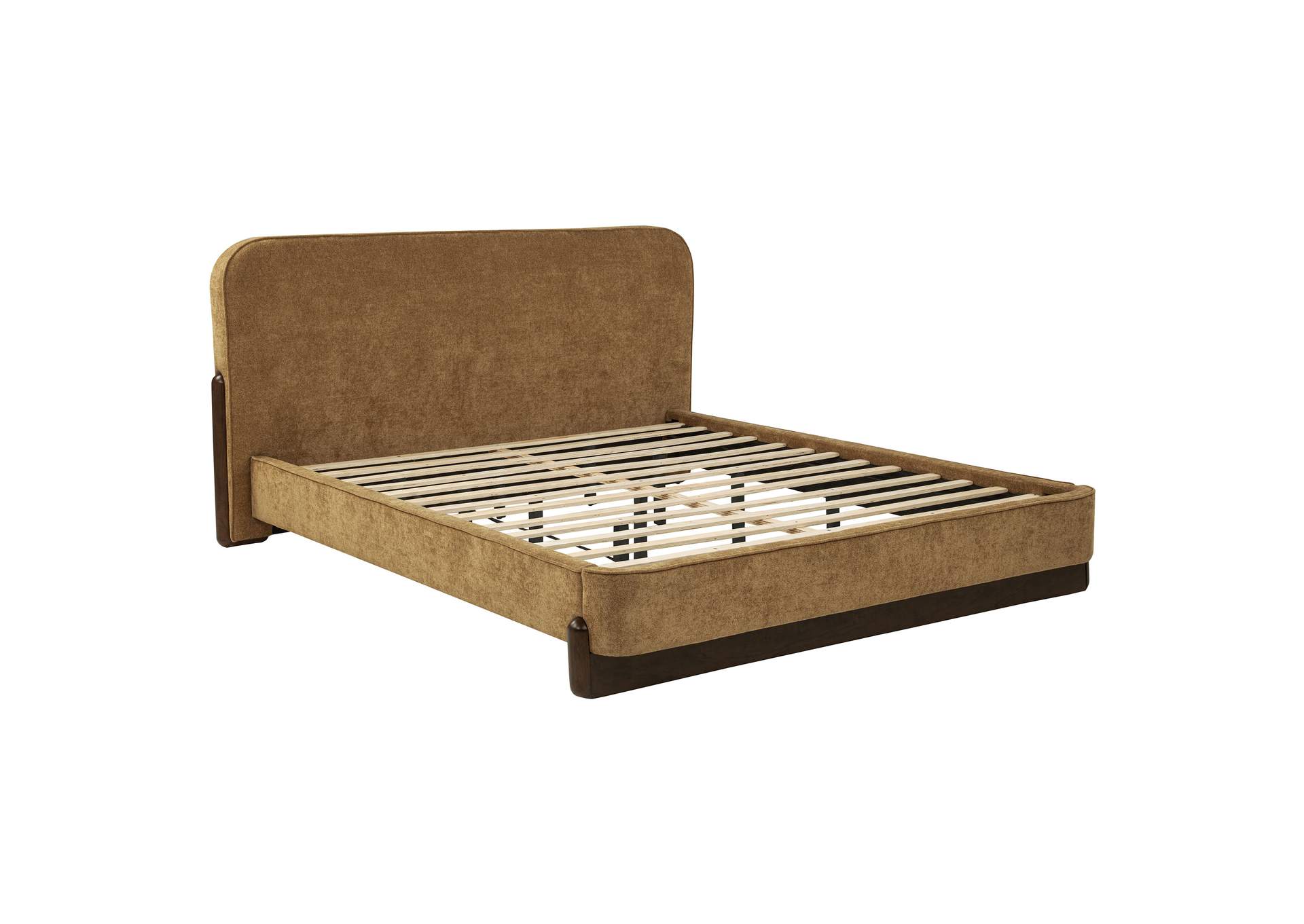 Baldacci Upholstered California King Platform Bed Curry and Walnut image 1