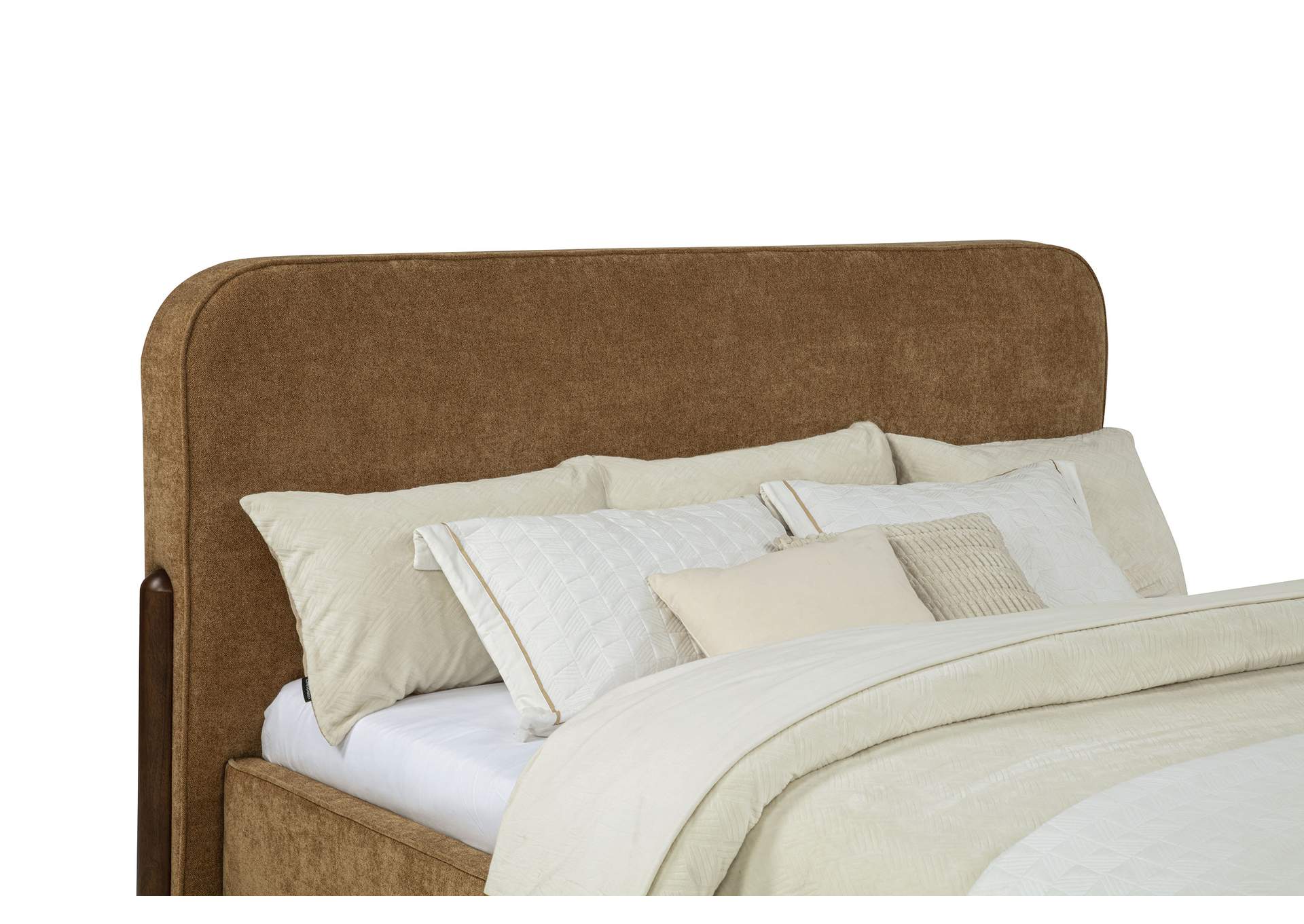 Baldacci Upholstered California King Platform Bed Curry and Walnut image 8