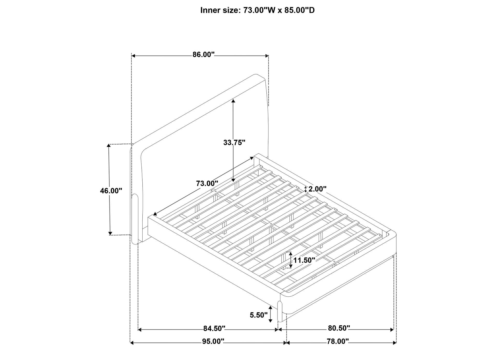 Baldacci Upholstered California King Platform Bed Curry and Walnut image 12