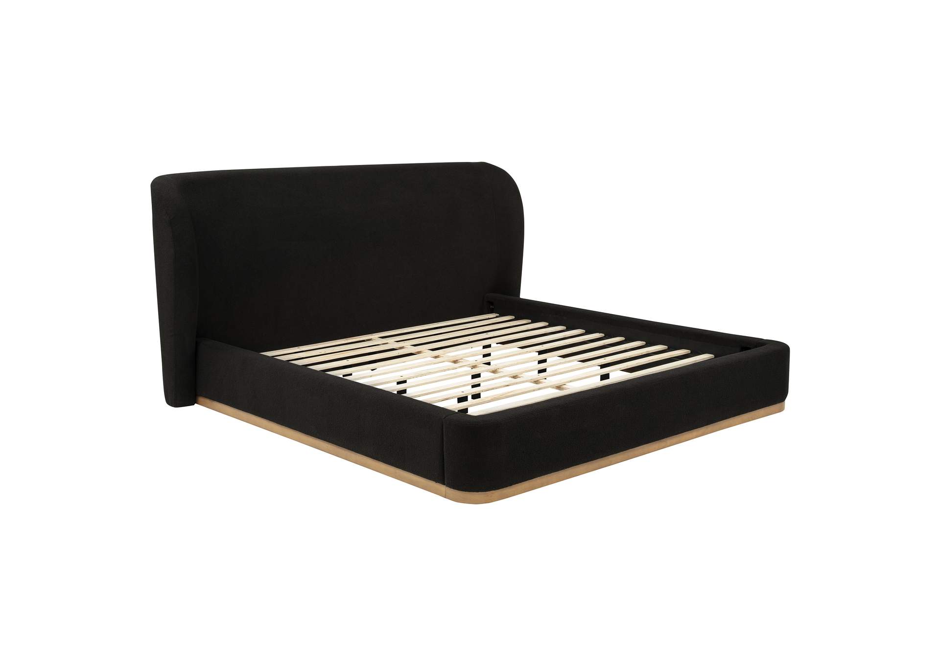Blaire Upholstered Eastern King Wingback Platform Bed Black image 1