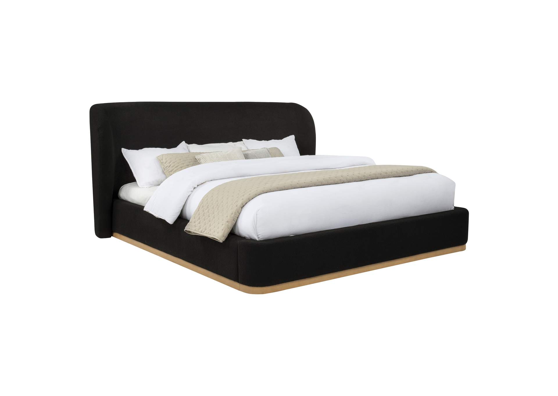 Blaire Upholstered Eastern King Wingback Platform Bed Black image 4