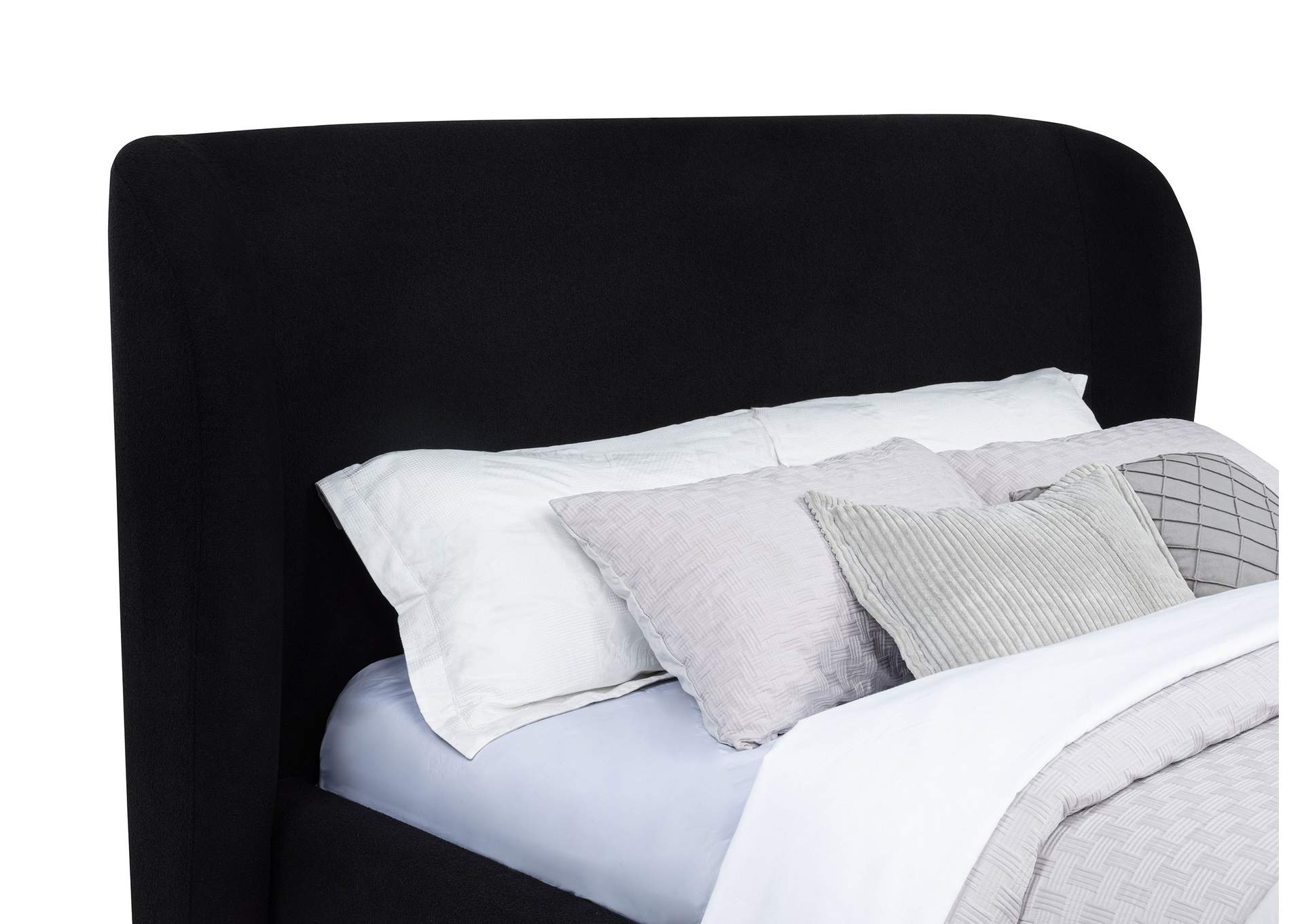 Blaire Upholstered Eastern King Wingback Platform Bed Black image 8