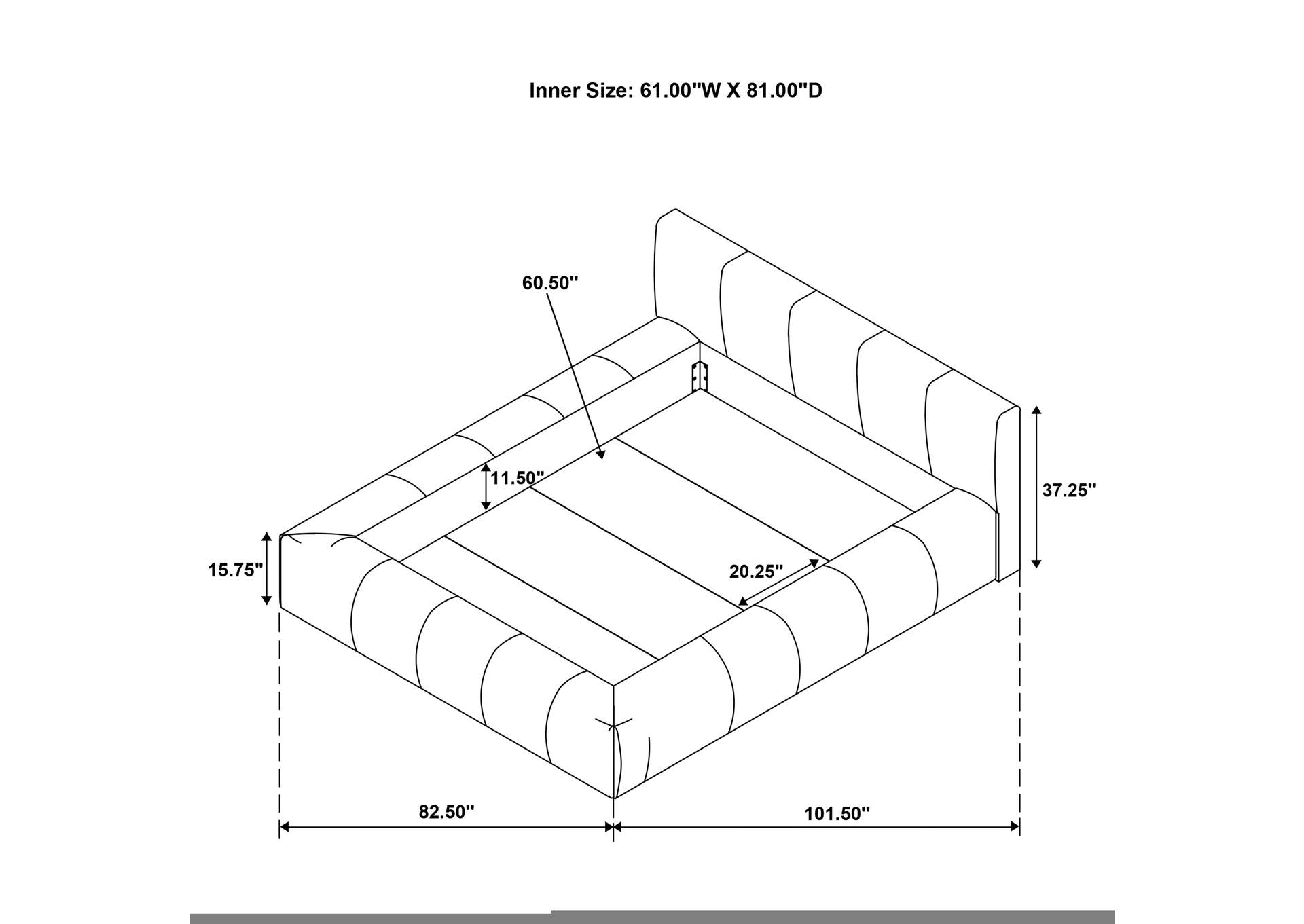 Wilshire Upholstered Queen Platform Bed Grey