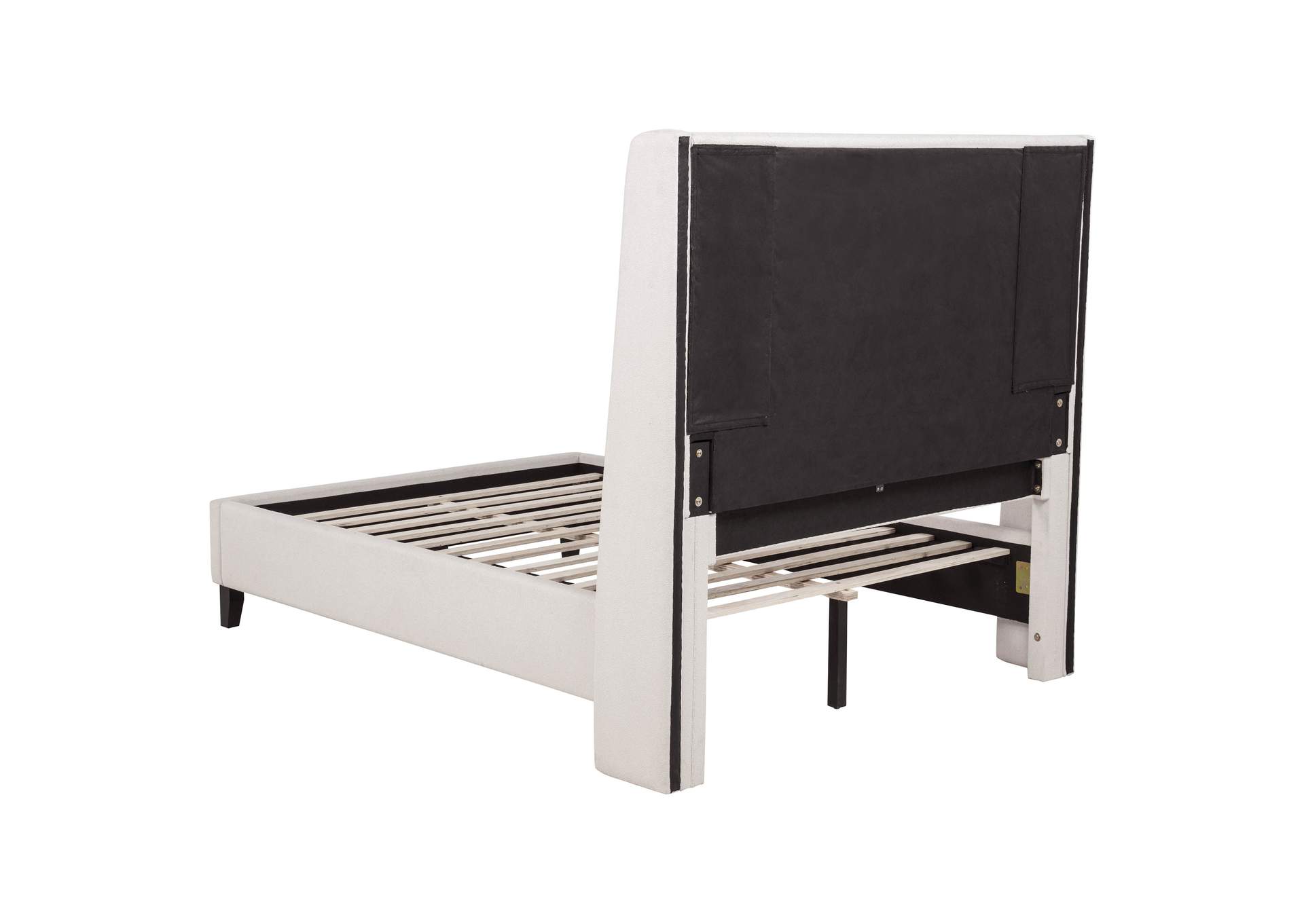 Leslie Upholstered Tufted Full Wingback Platform Bed Beige image 5