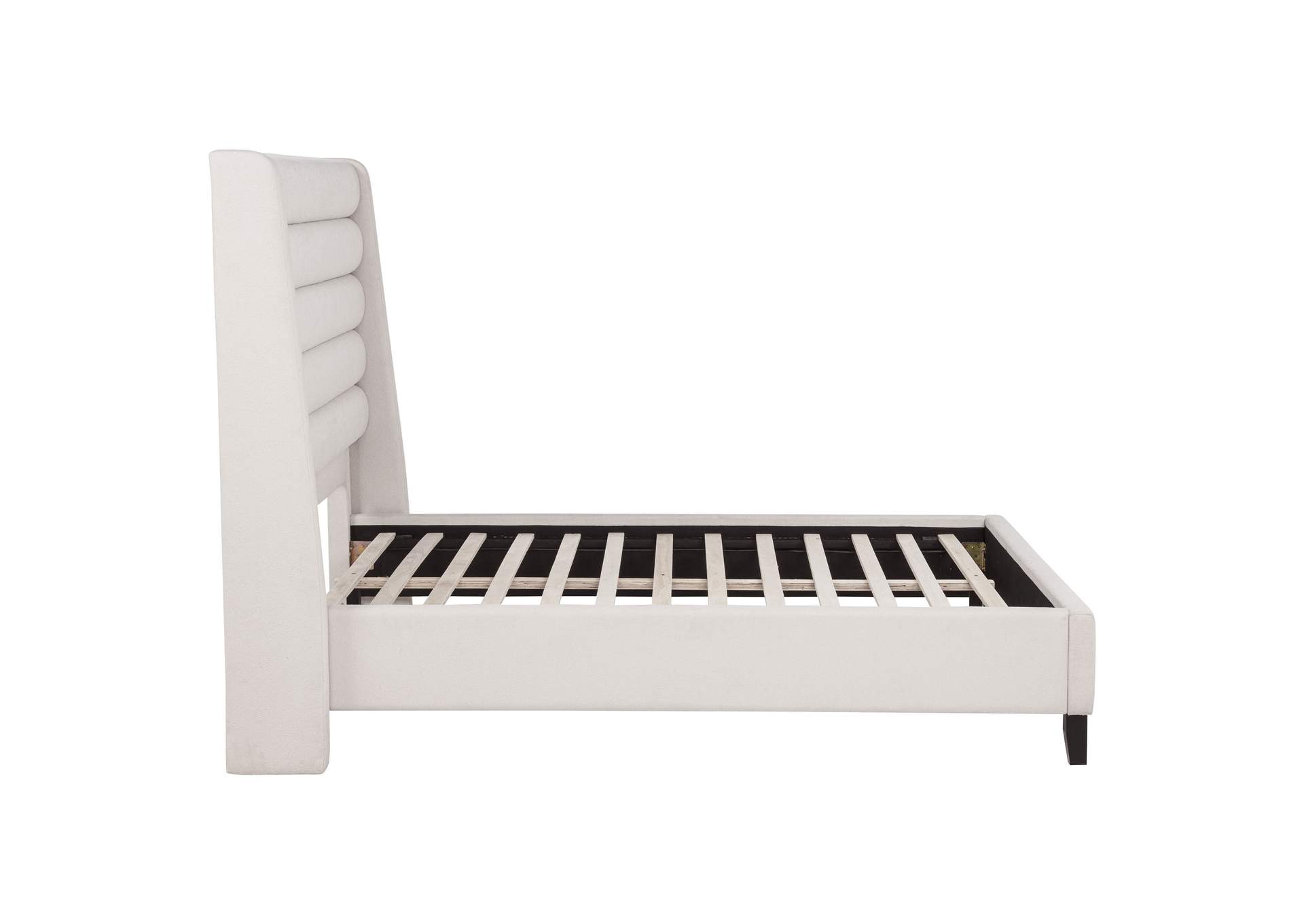 Leslie Upholstered Tufted Full Wingback Platform Bed Beige image 6