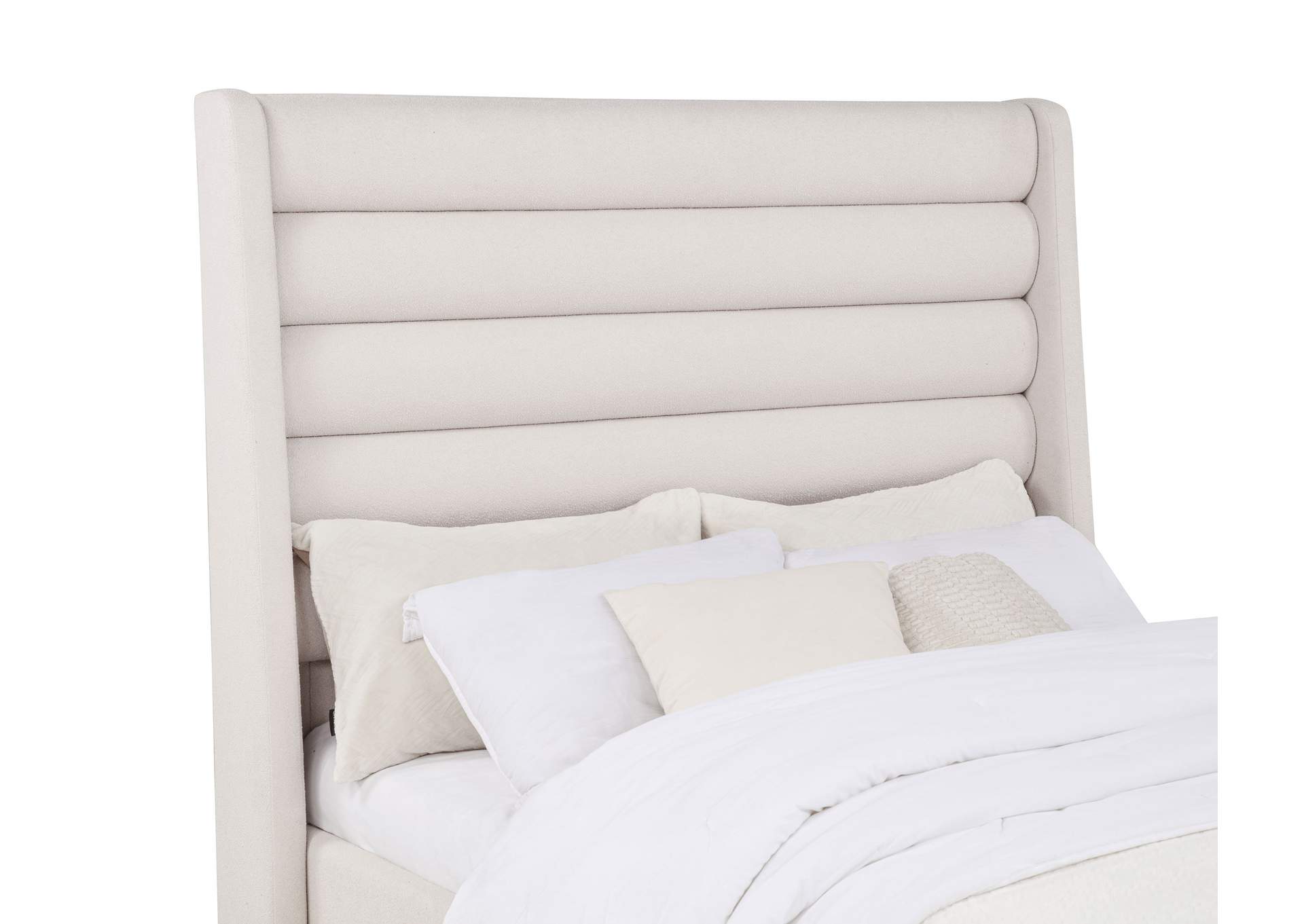 Leslie Upholstered Tufted Full Wingback Platform Bed Beige image 7