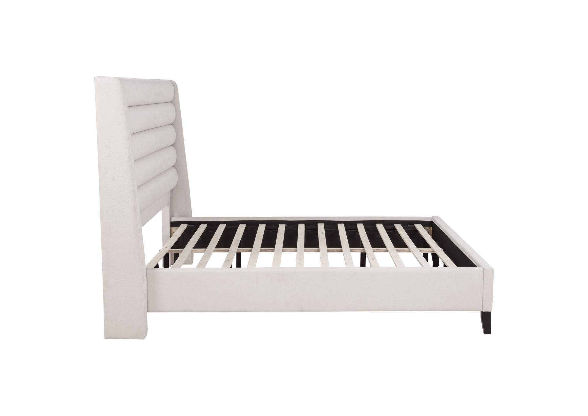 Leslie Upholstered Tufted Eastern King Wingback Platform Bed Beige image 6